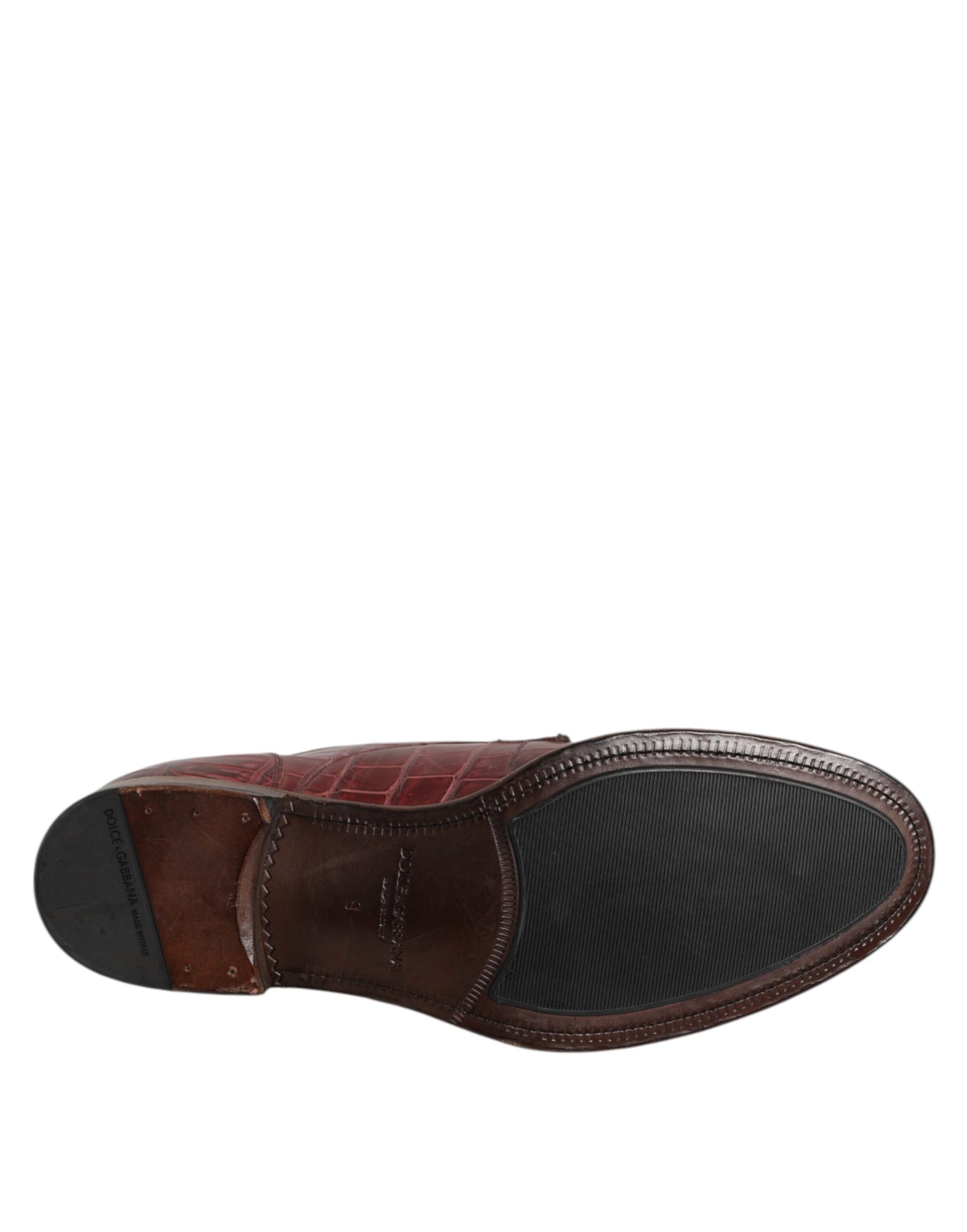 Chaussures Derby à lacets en cuir bordeaux Dolce &amp; Gabbana