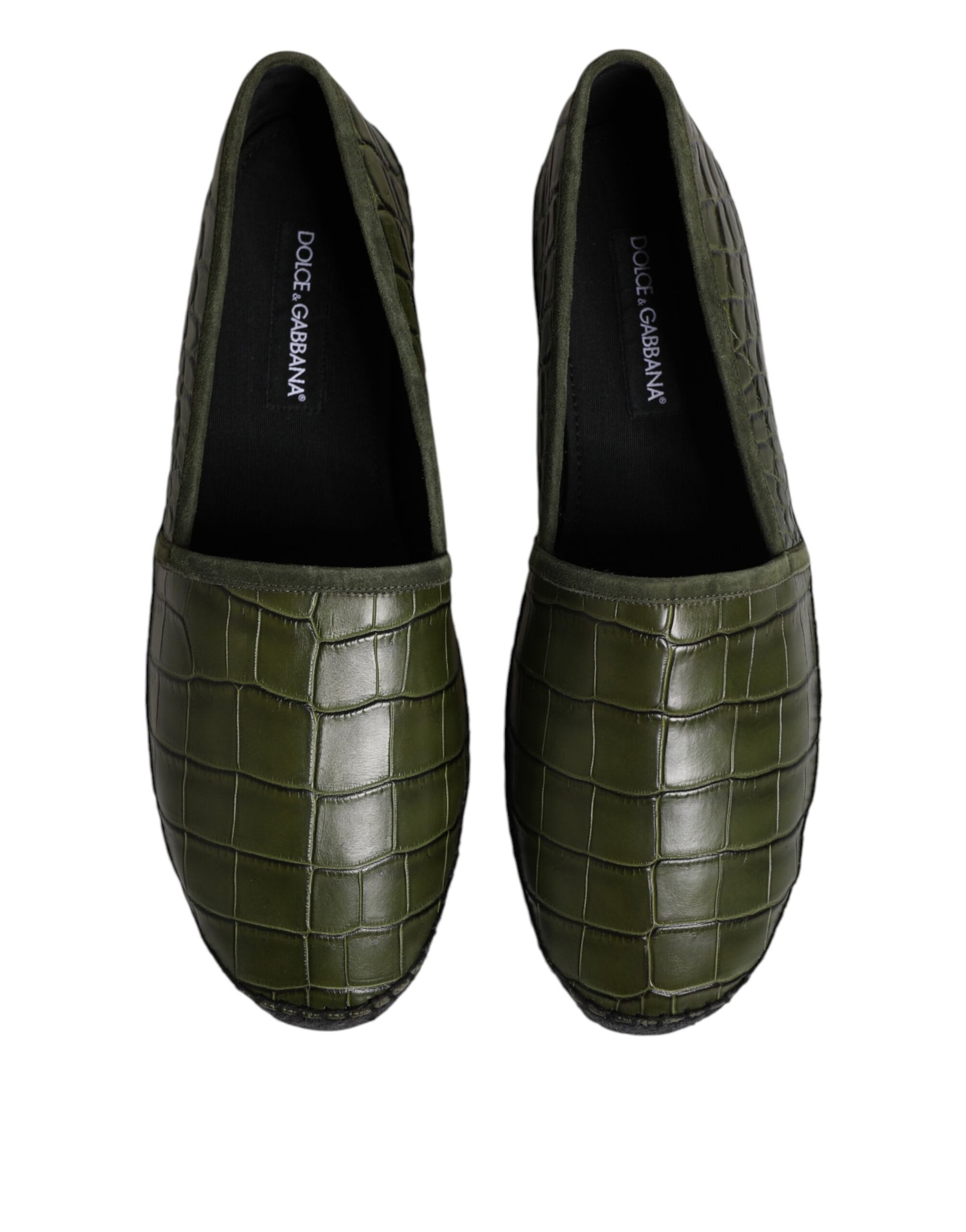 Espadrilles à enfiler en cuir exotique vert Dolce &amp; Gabbana