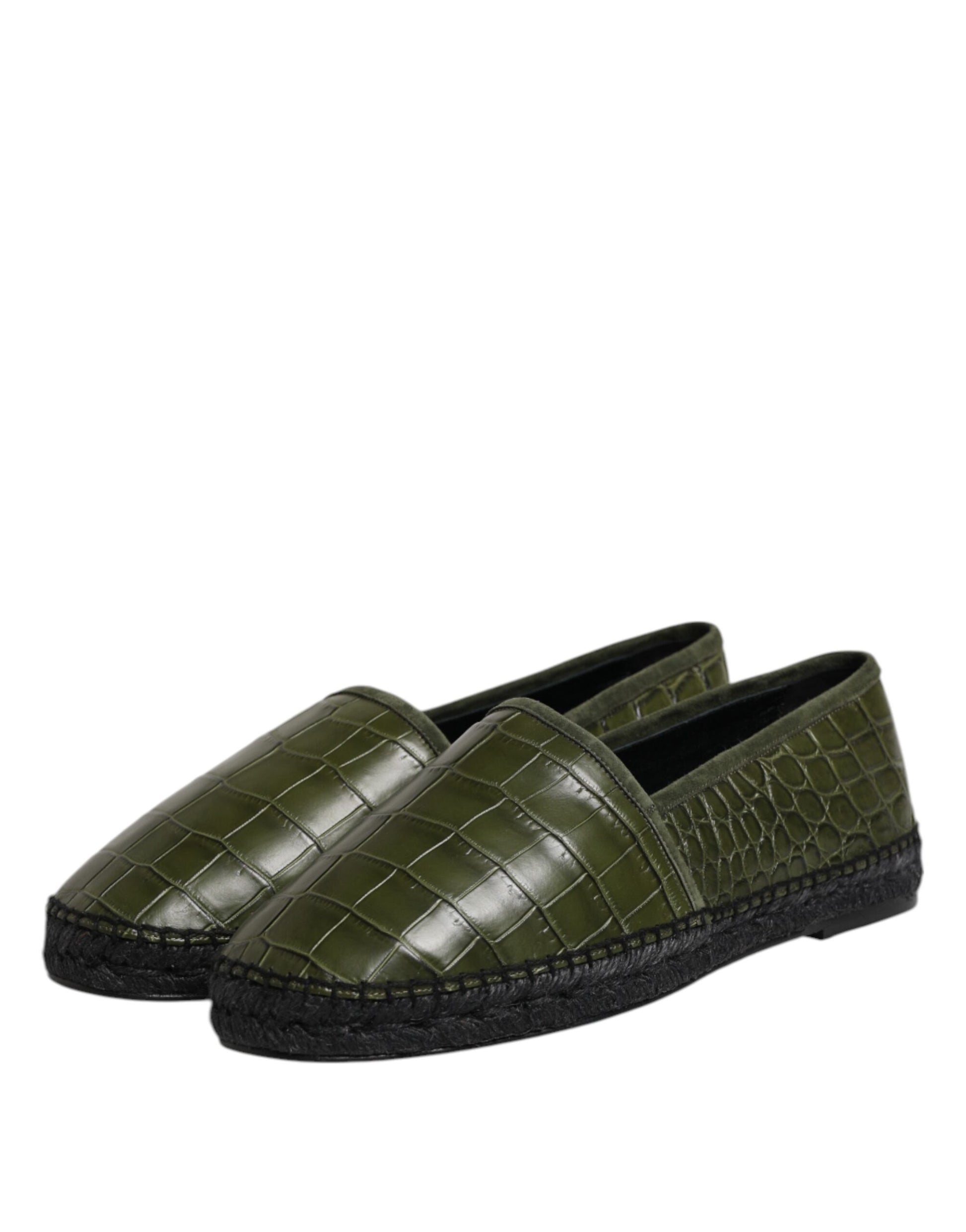 Espadrilles à enfiler en cuir exotique vert Dolce &amp; Gabbana
