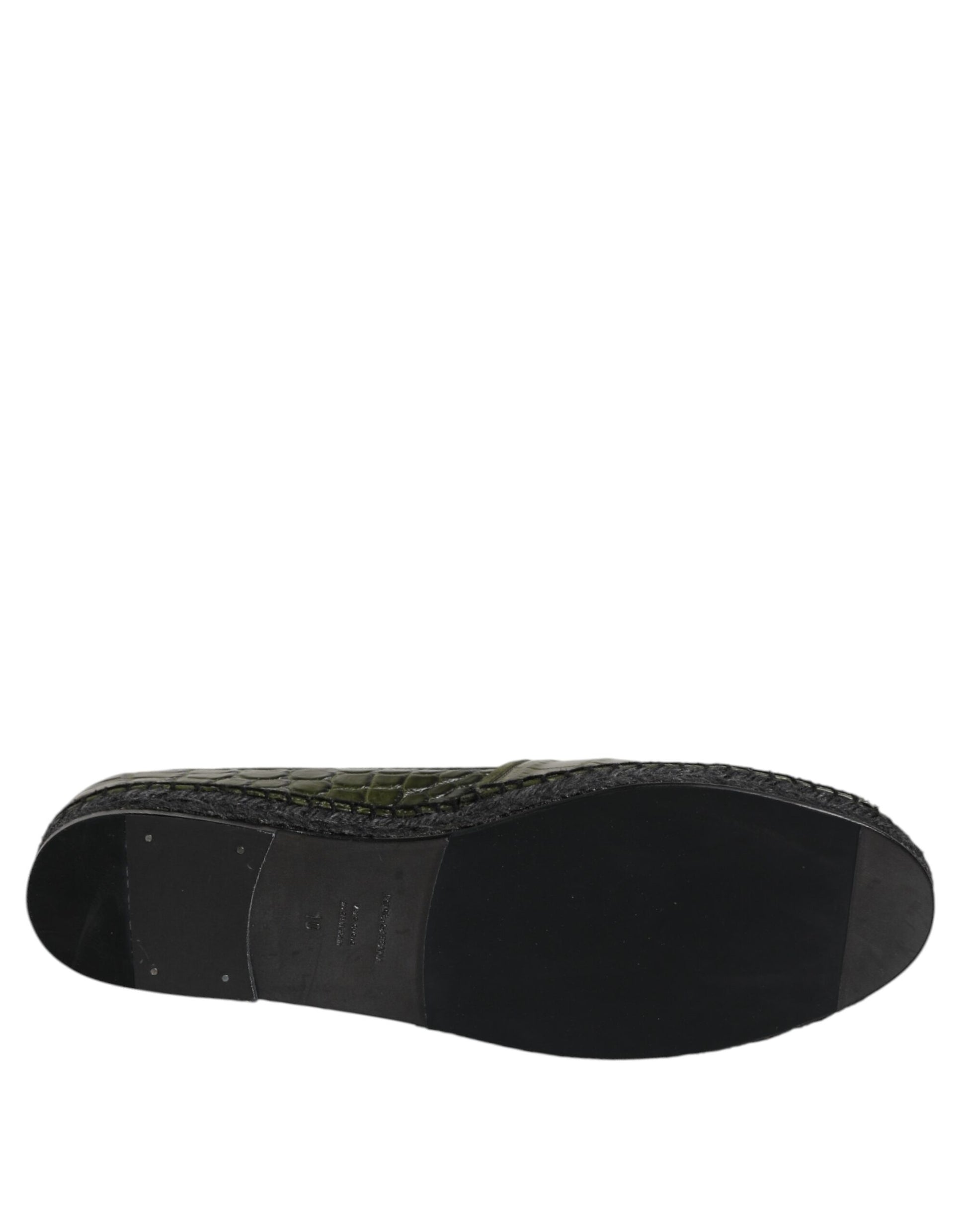 Espadrilles à enfiler en cuir exotique vert Dolce &amp; Gabbana