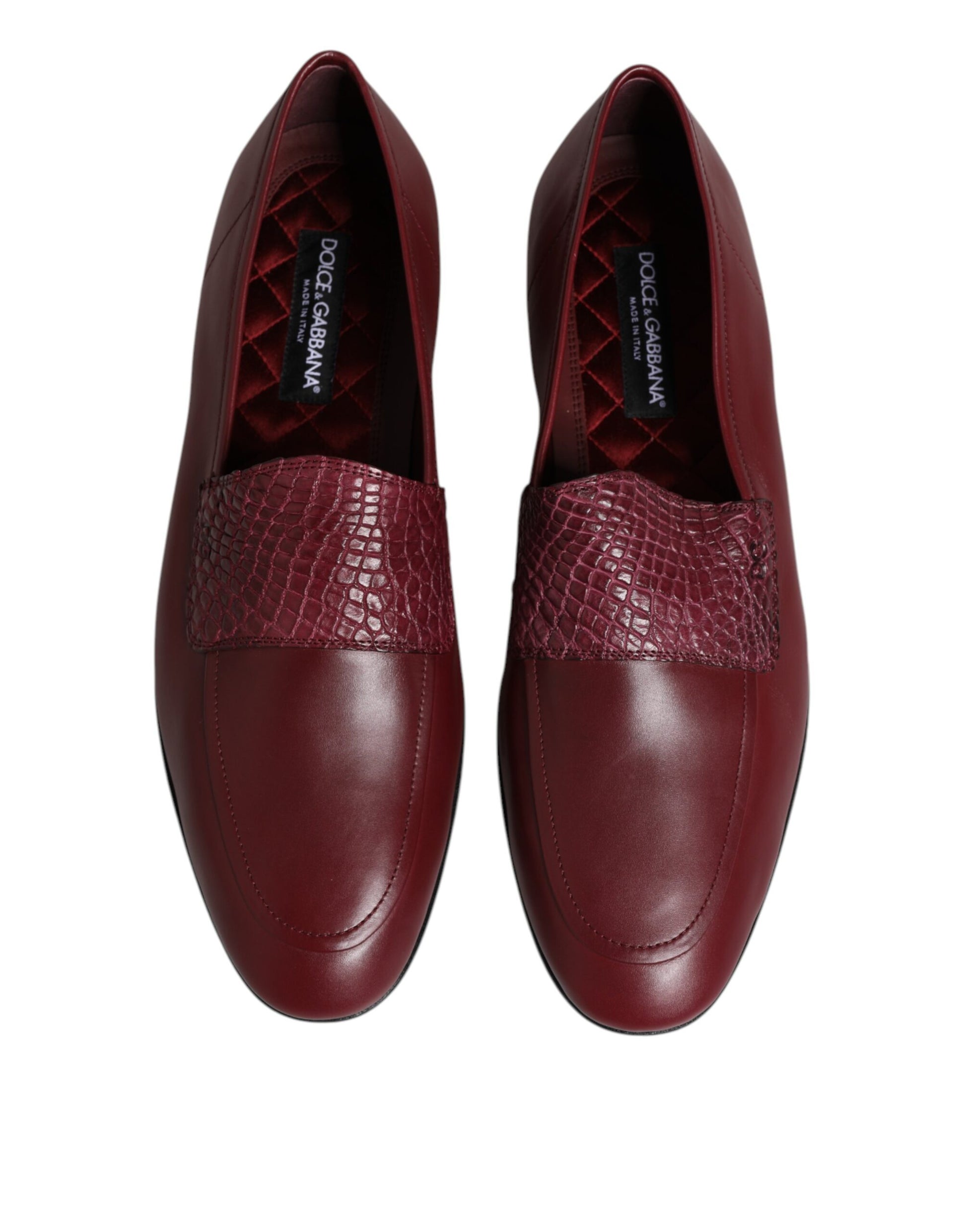 Chaussures habillées à enfiler en cuir de veau bordeaux Dolce &amp; Gabbana