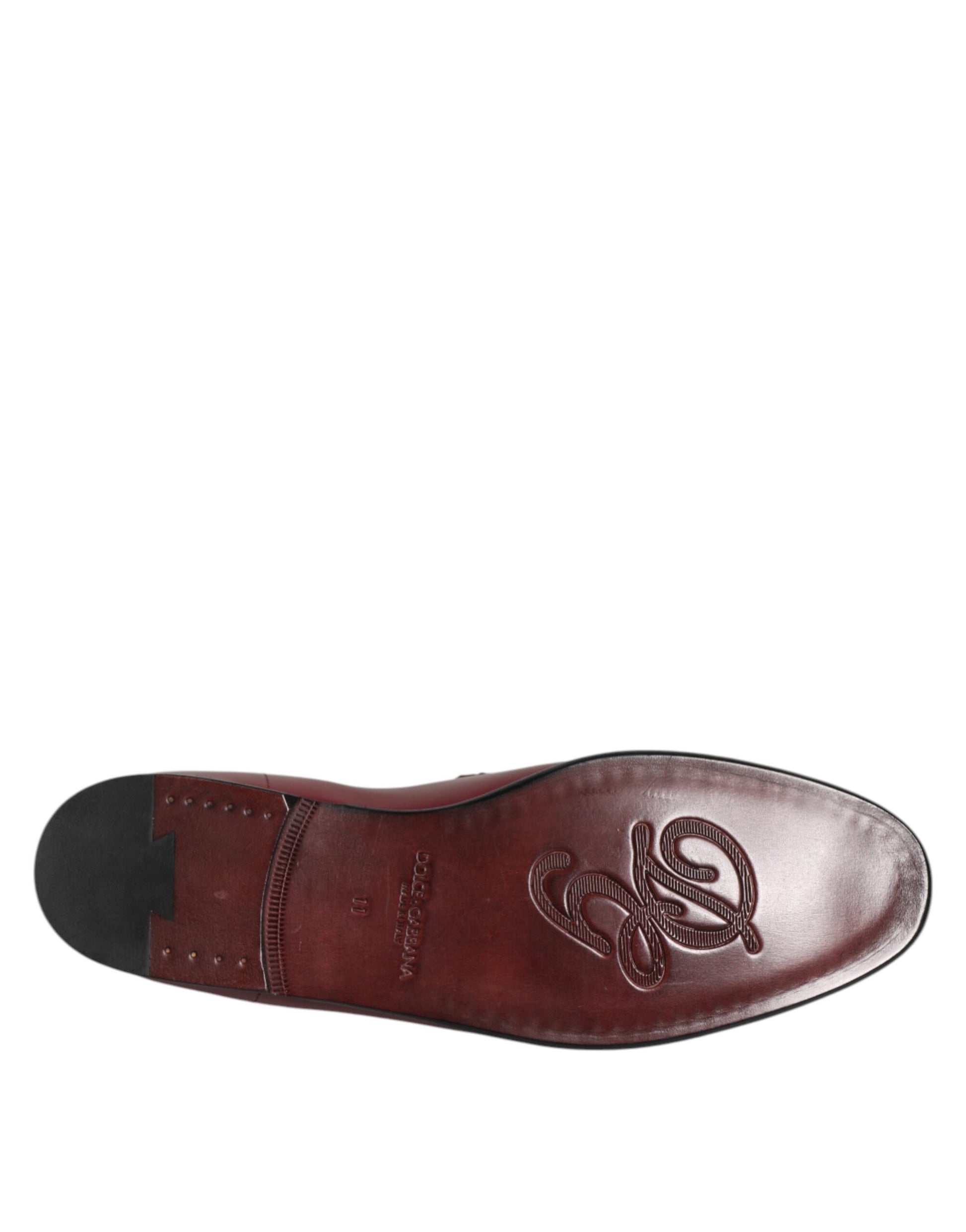 Chaussures habillées à enfiler en cuir de veau bordeaux Dolce &amp; Gabbana