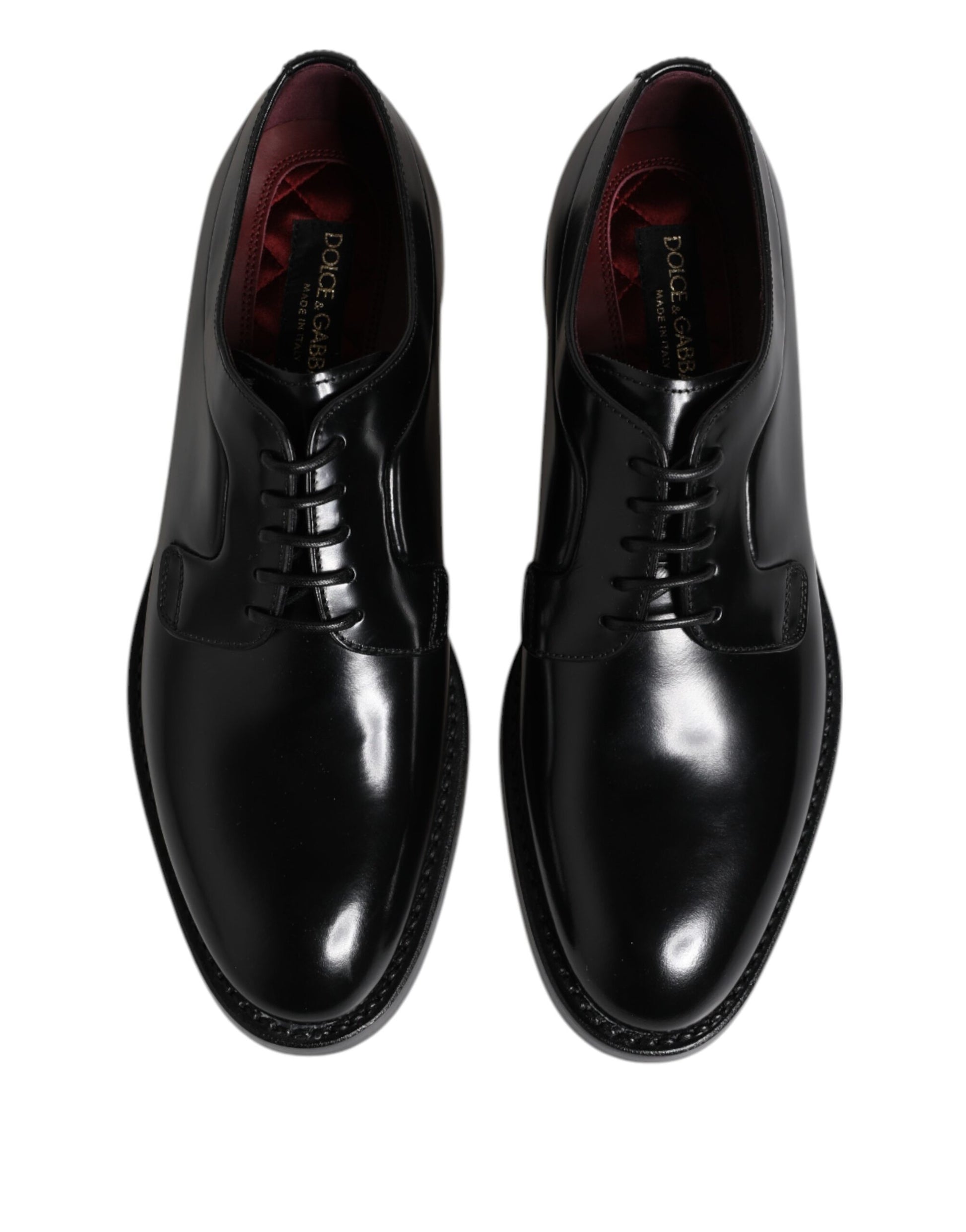 Chaussures Derby à lacets en cuir de veau noir Dolce &amp; Gabbana