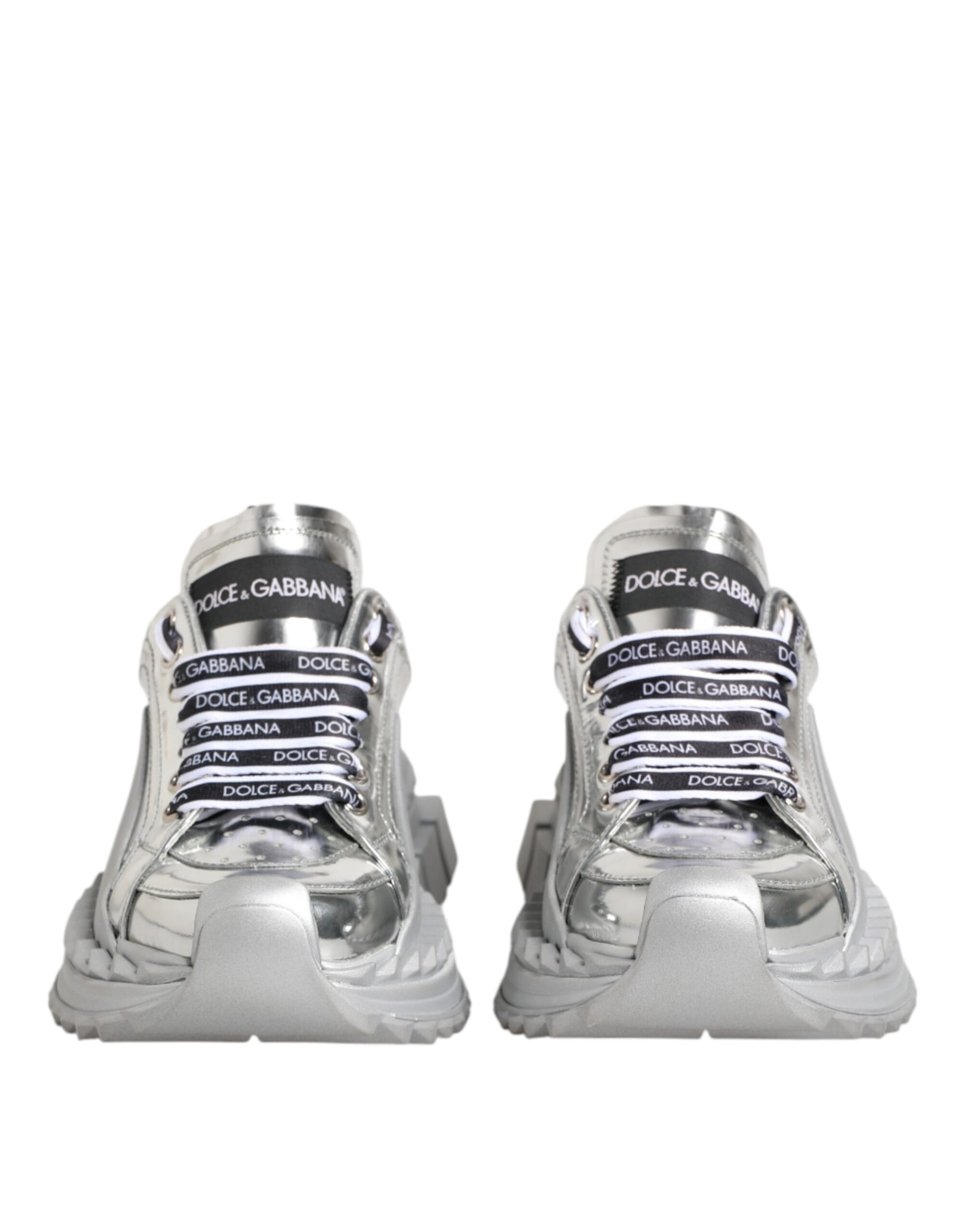 Baskets Super Queen en cuir argenté Dolce &amp; Gabbana