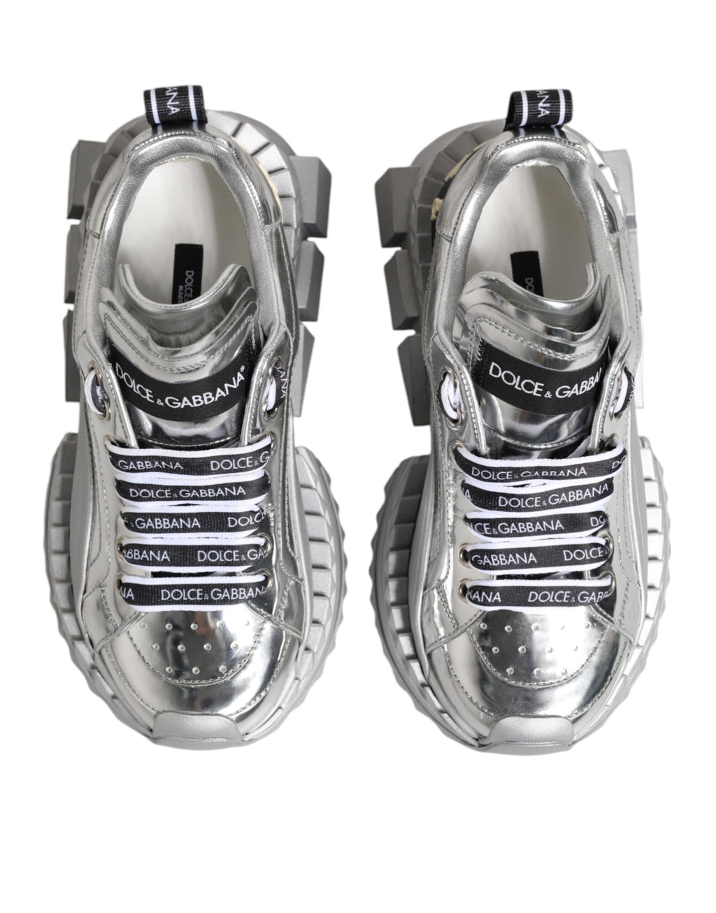 Baskets Super Queen en cuir argenté Dolce &amp; Gabbana