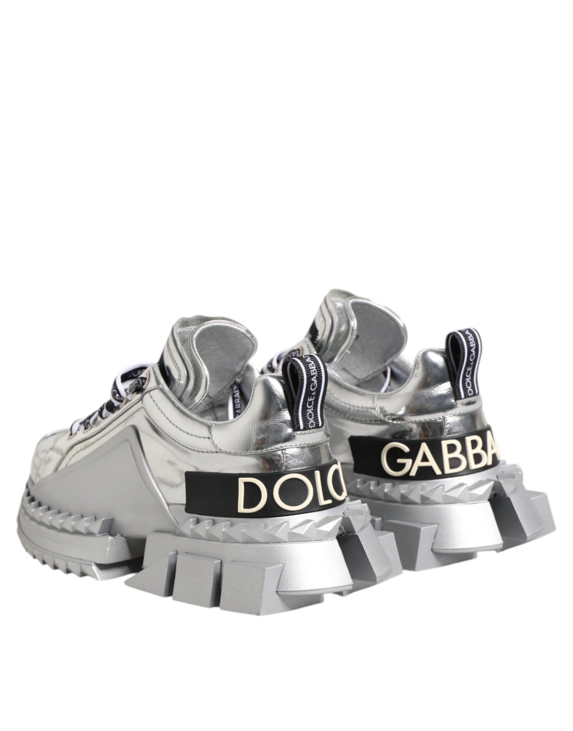 Baskets Super Queen en cuir argenté Dolce &amp; Gabbana