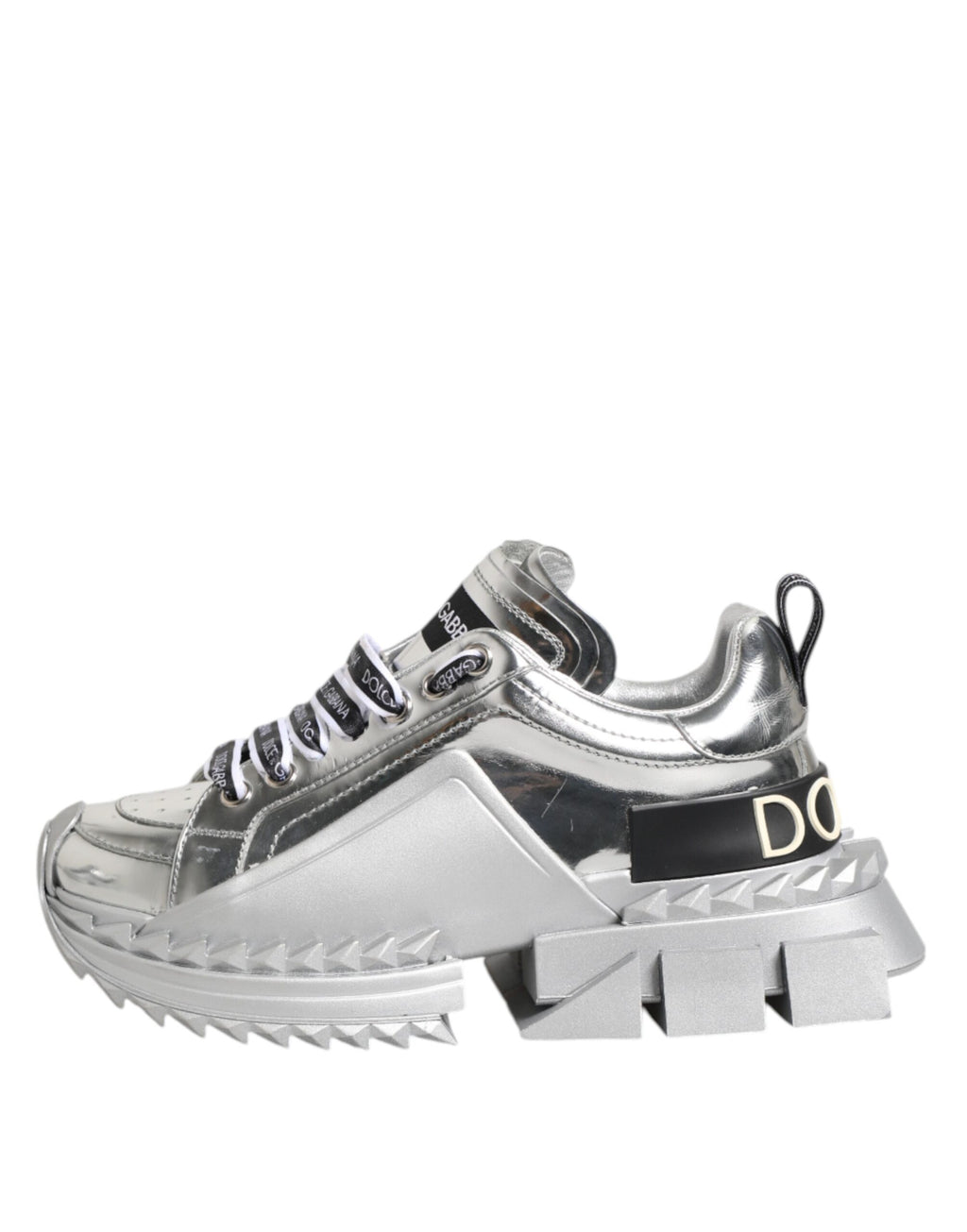 Baskets Super Queen en cuir argenté Dolce &amp; Gabbana