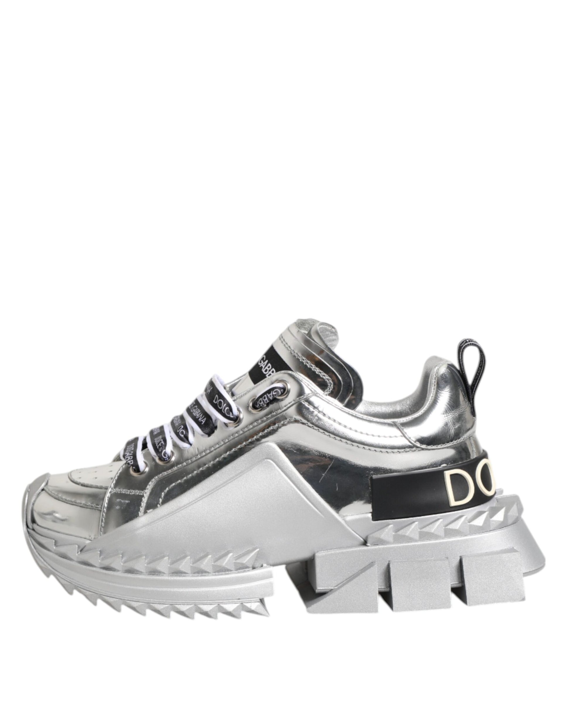 Baskets Super Queen en cuir argenté Dolce &amp; Gabbana
