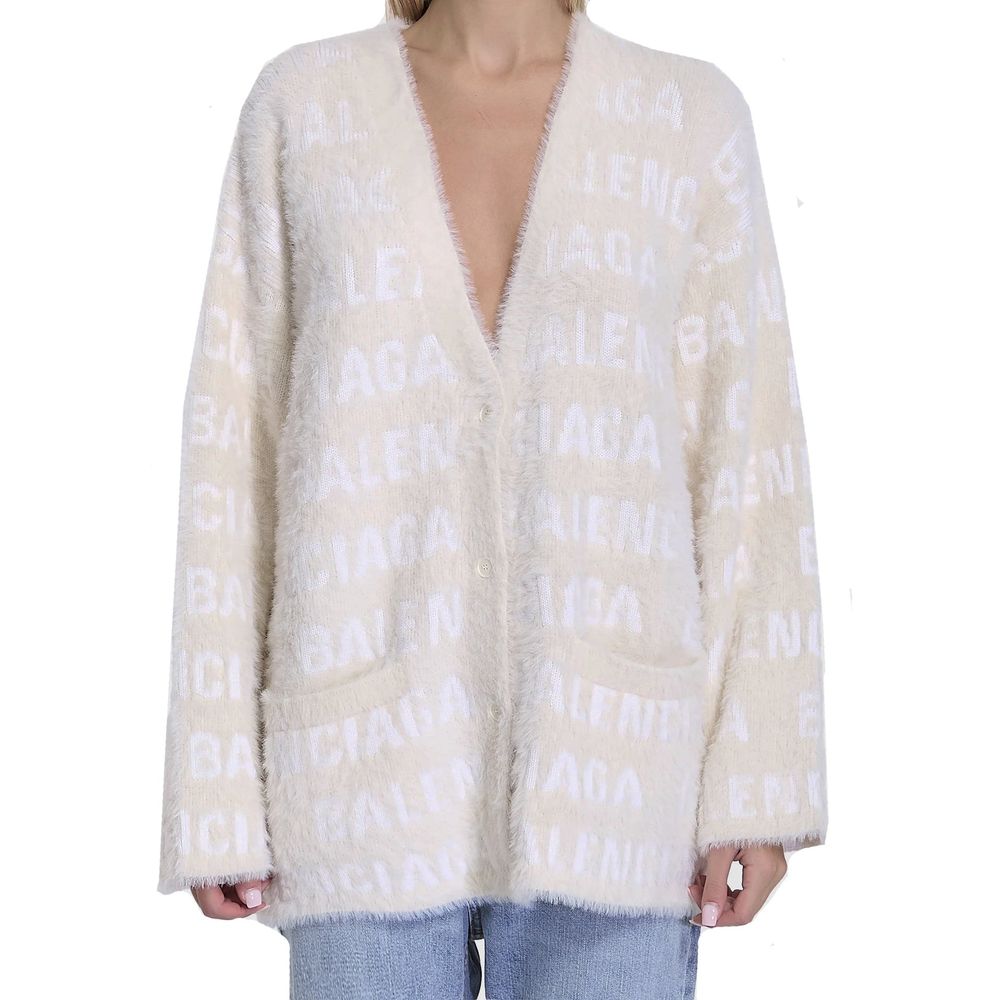 Cardigan jacquard en laine mélangée Balenciaga