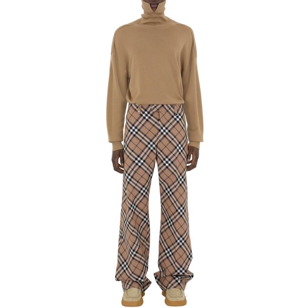 Pantalon à carreaux en laine mélangée Burberry