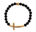 Bracelet Nialaya en argent 925 avec croix en or et onyx mat