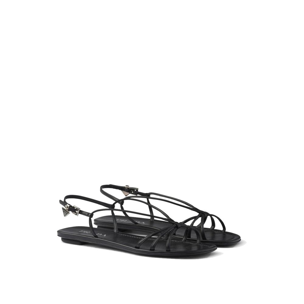 Sandales plates en cuir Prada