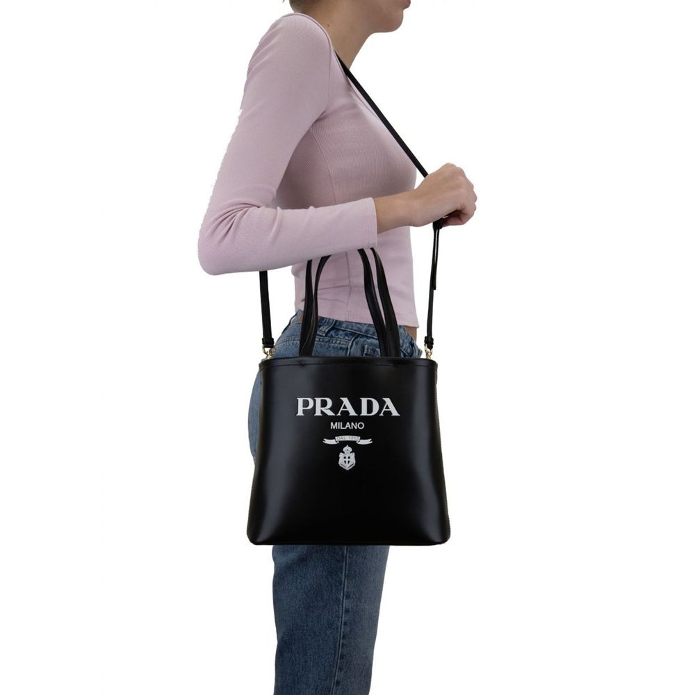 Sac fourre-tout en cuir avec logo Prada
