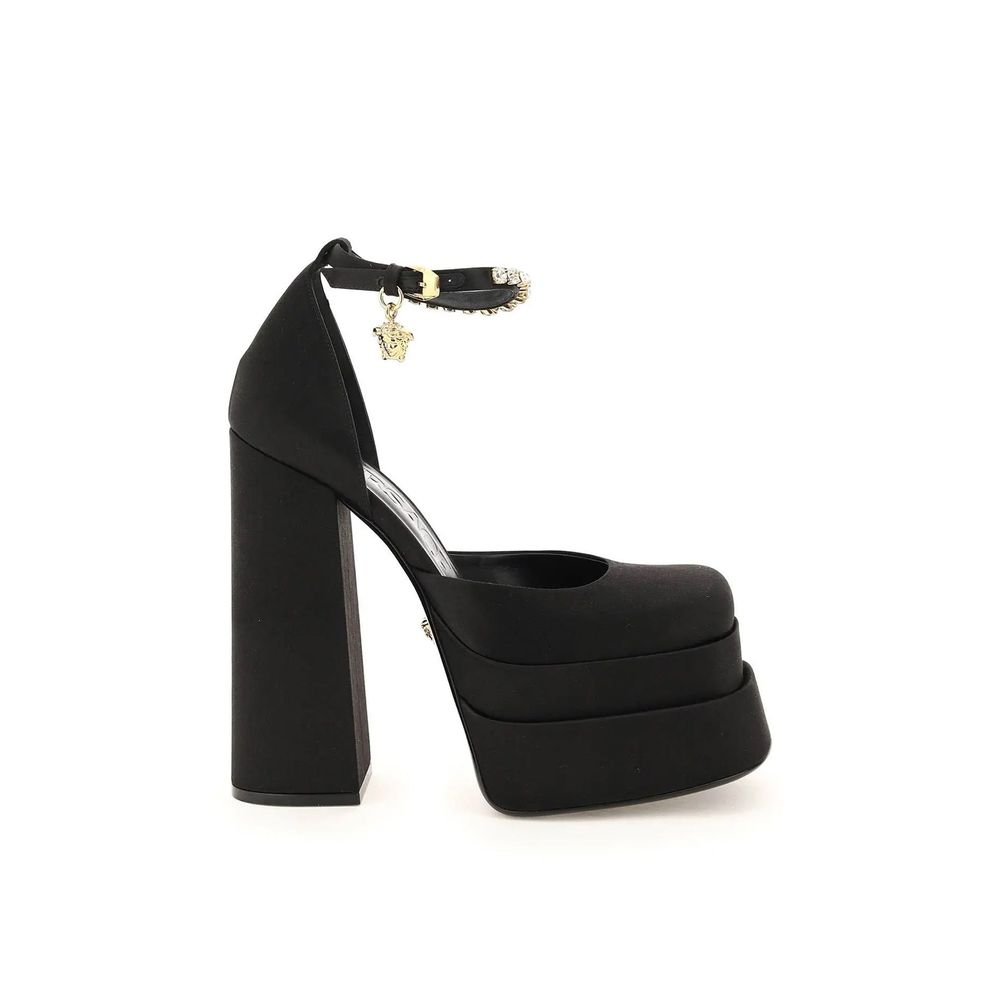 Escarpins à plateforme en satin de soie Versace