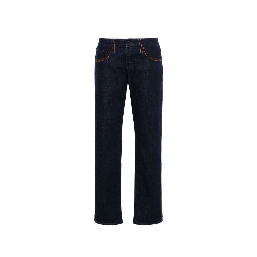 Jean en denim à bordures passepoilées Miu Miu