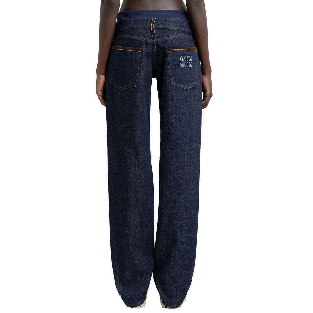 Jean en denim à bordures passepoilées Miu Miu