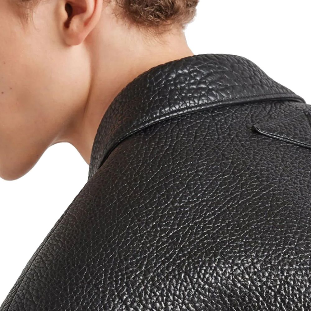 Veste en cuir à boutonnage simple Prada