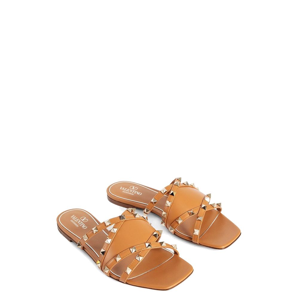 Sandales plates en cuir Rockstud Valentino Garavani