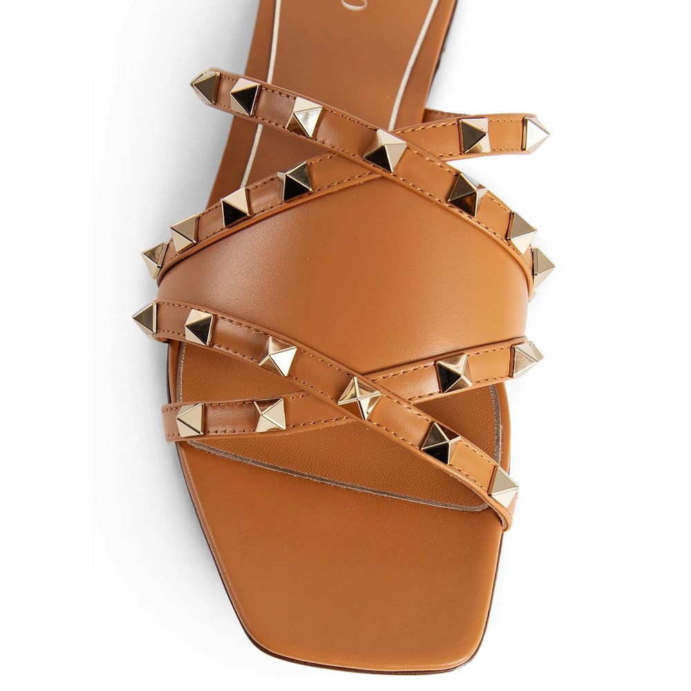 Sandales plates en cuir Rockstud Valentino Garavani