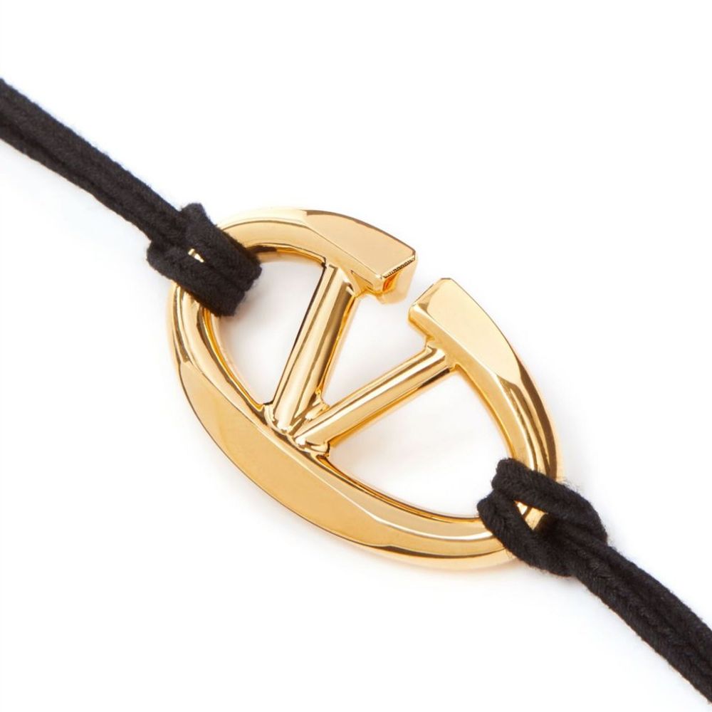 Bracelet en coton avec logo V Valentino Garavani