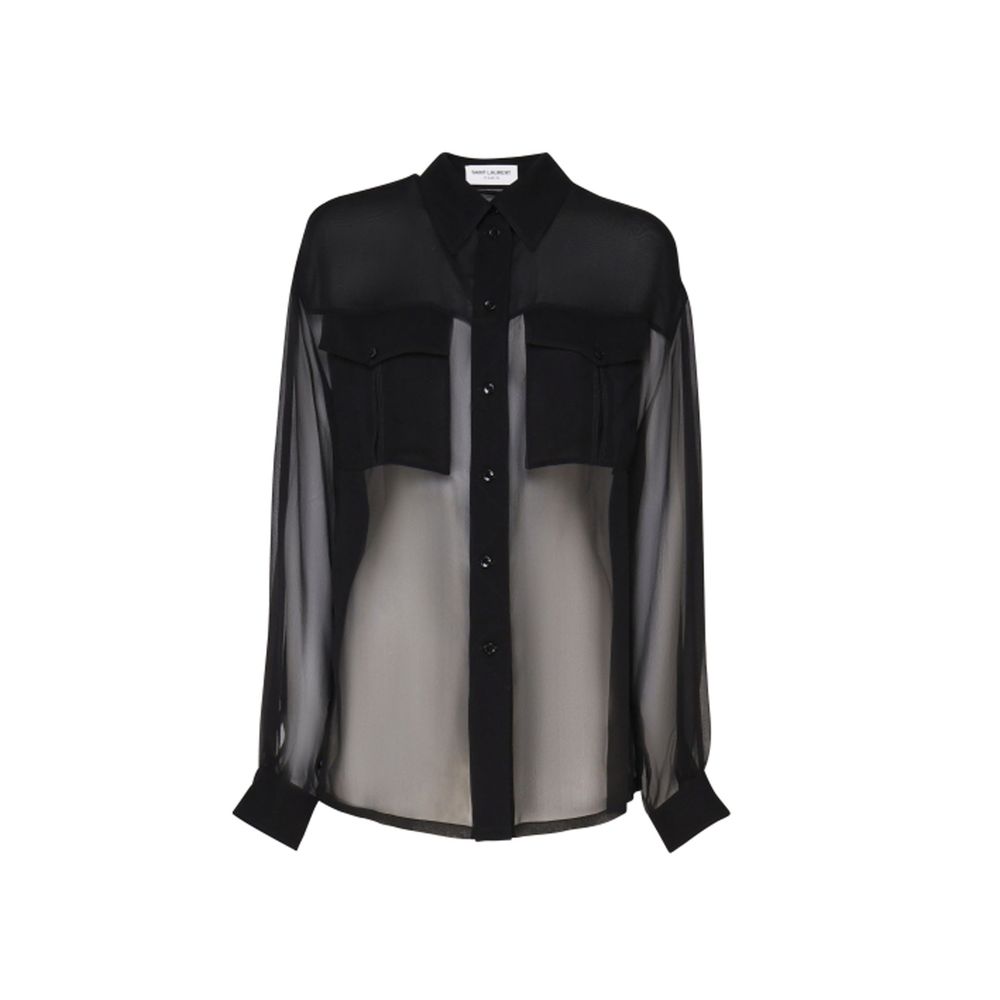 Chemise en crêpe de soie et mousseline Saint Laurent