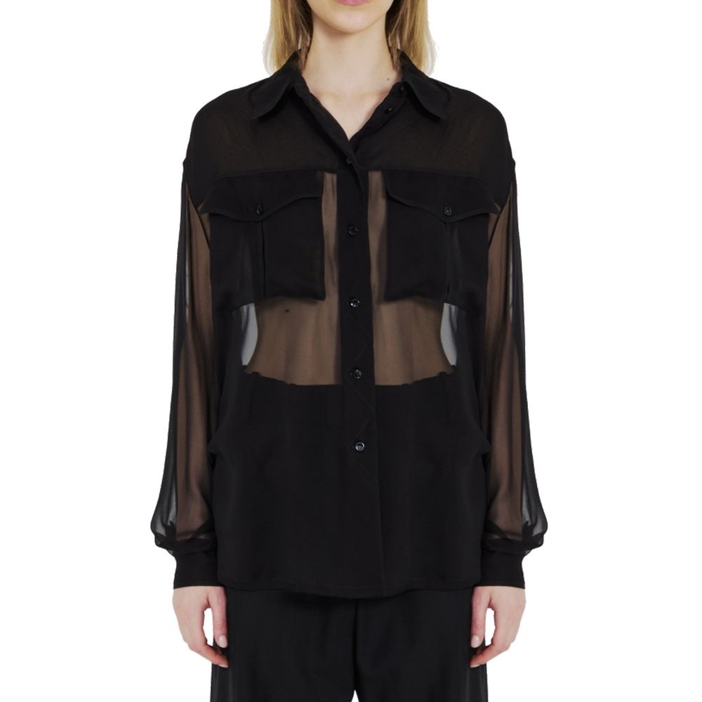 Chemise en crêpe de soie et mousseline Saint Laurent