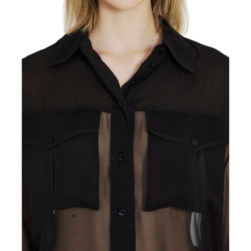 Chemise en crêpe de soie et mousseline Saint Laurent