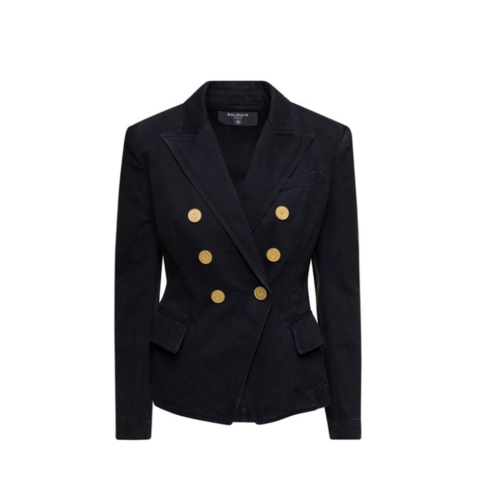 Blazer en jean croisé Balmain