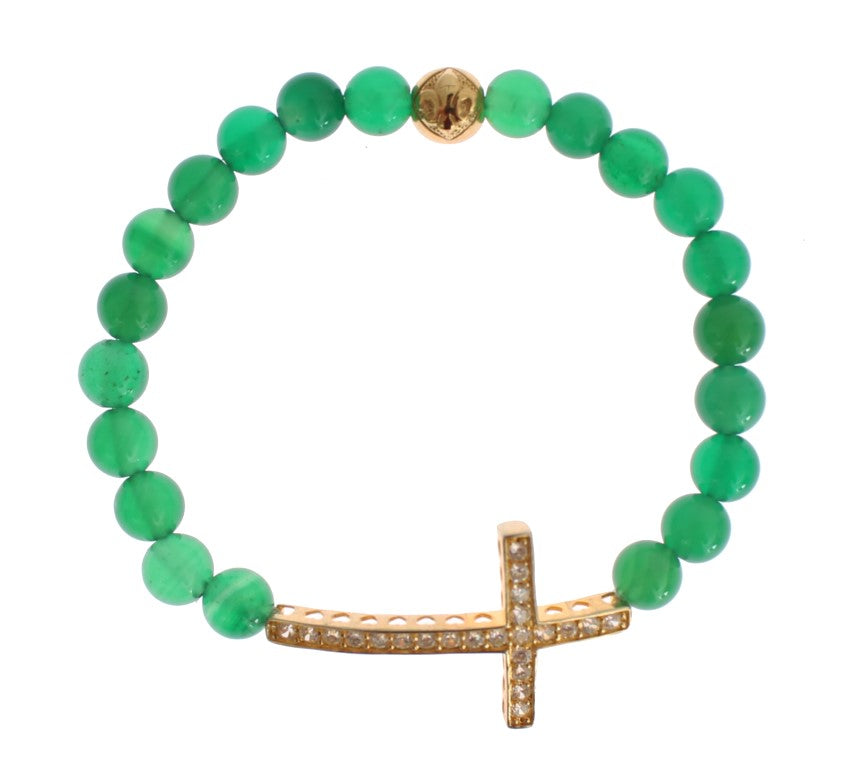Bracelet Nialaya en argent 925 avec croix en or et zircone cubique