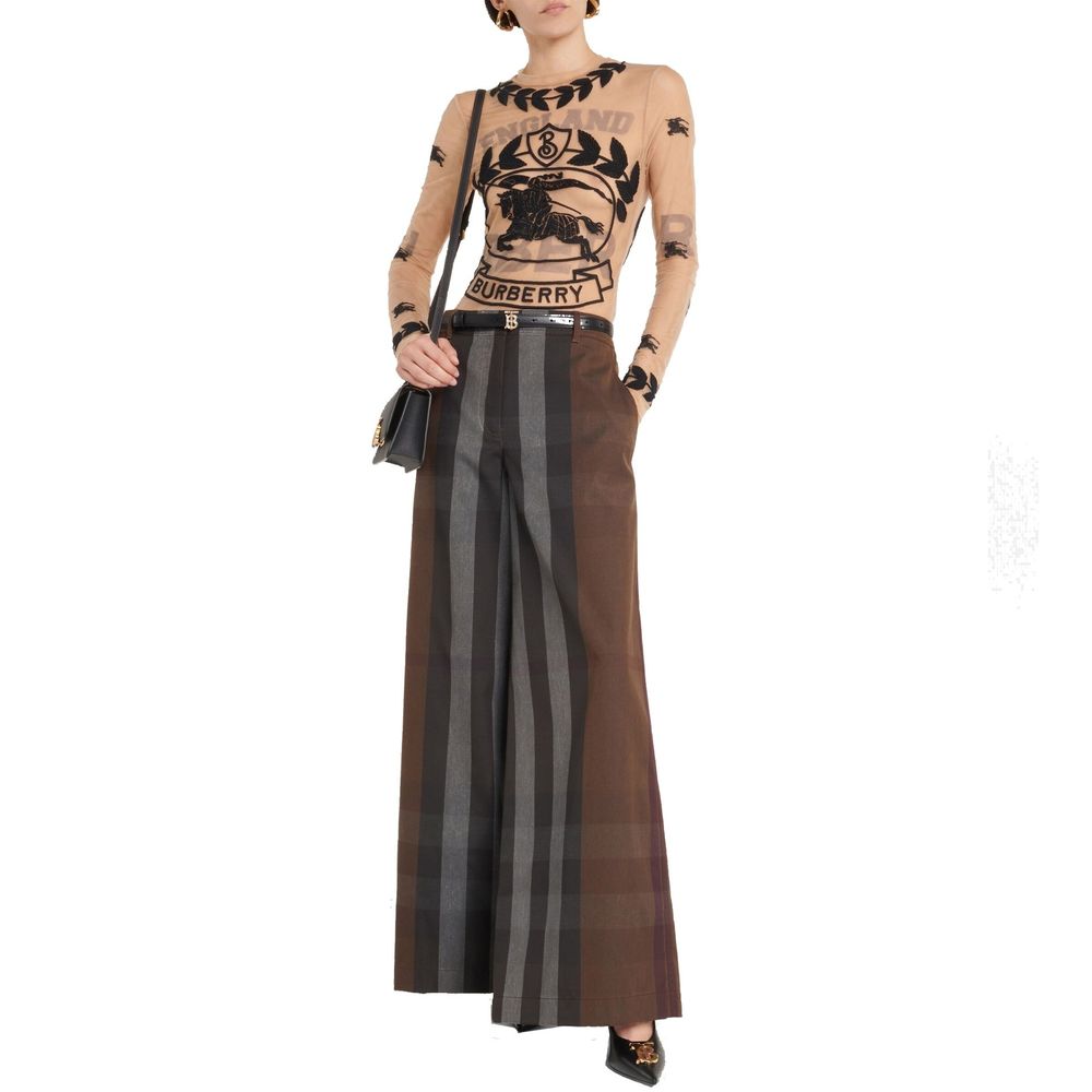 Pantalon large en toile à carreaux Burberry