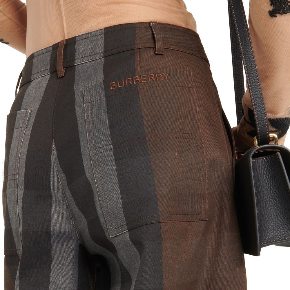 Pantalon large en toile à carreaux Burberry