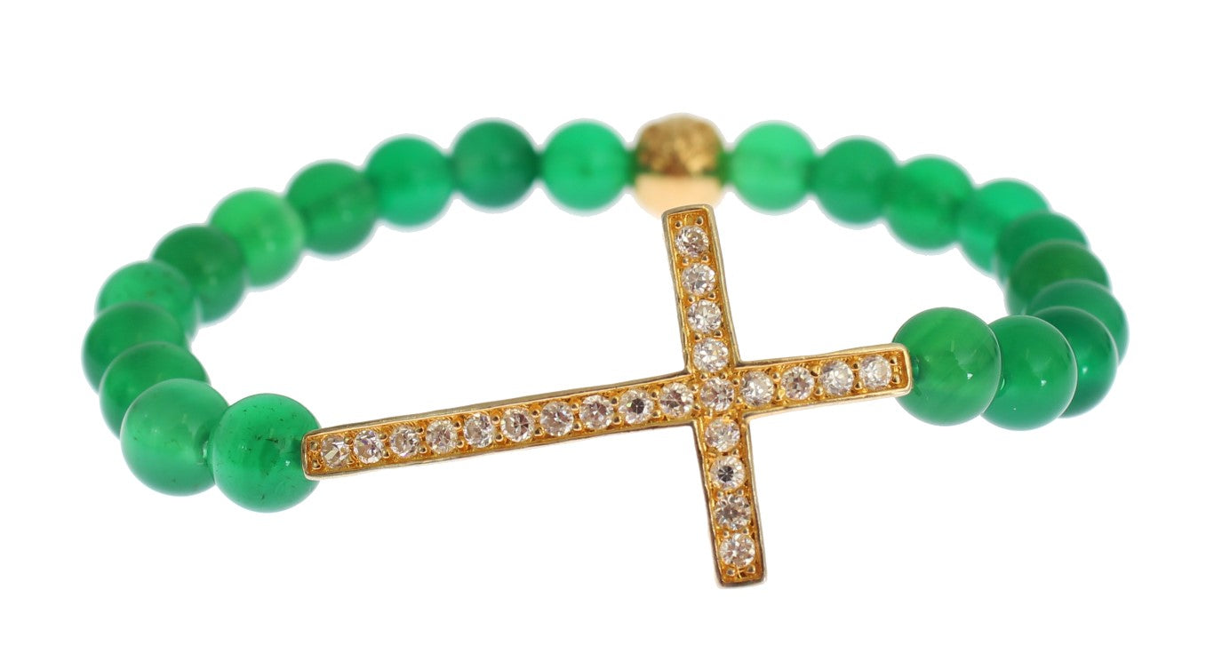 Bracelet Nialaya en argent 925 avec croix en or et zircone cubique