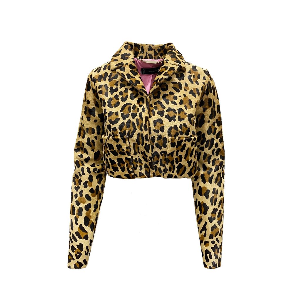 Veste courte en poil de veau léopard Dsquared²