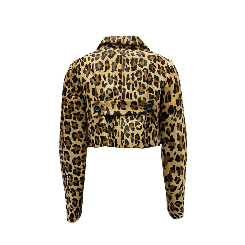 Veste courte en poil de veau léopard Dsquared²