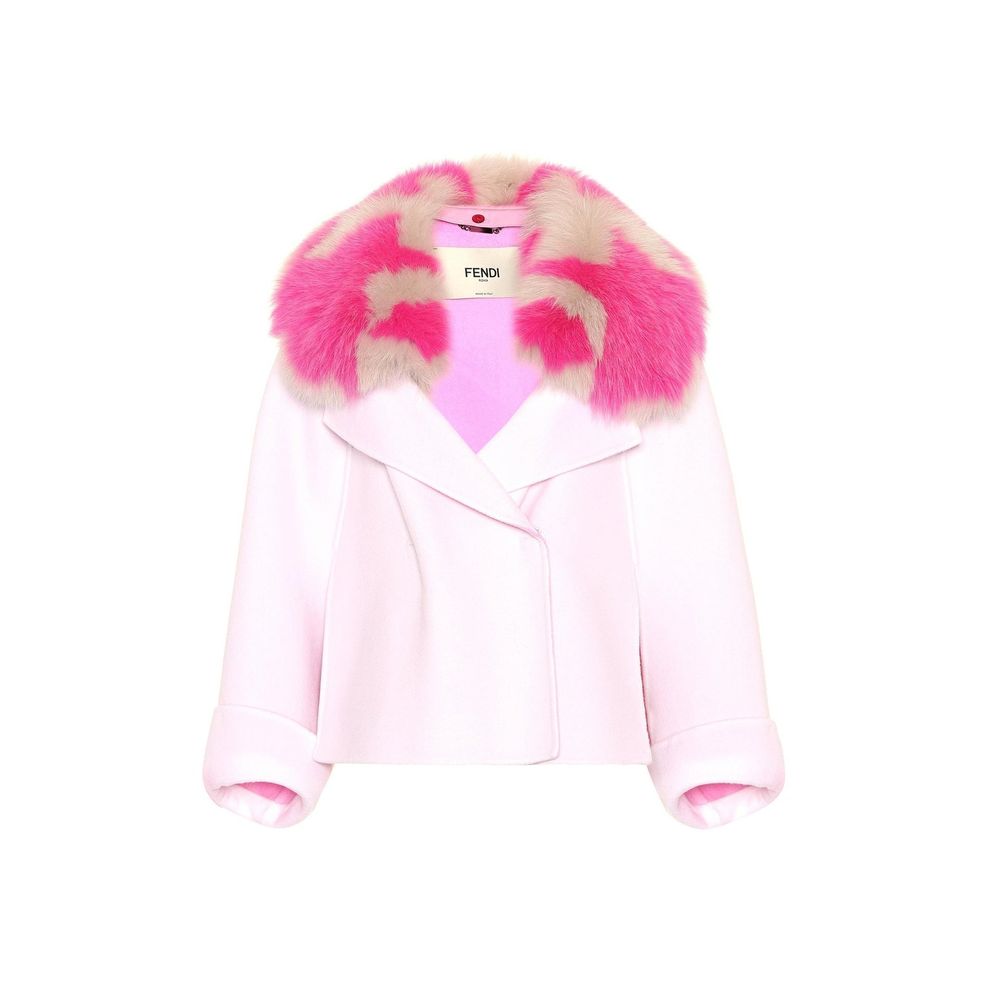 Veste cape en cachemire avec col en fourrure Fendi