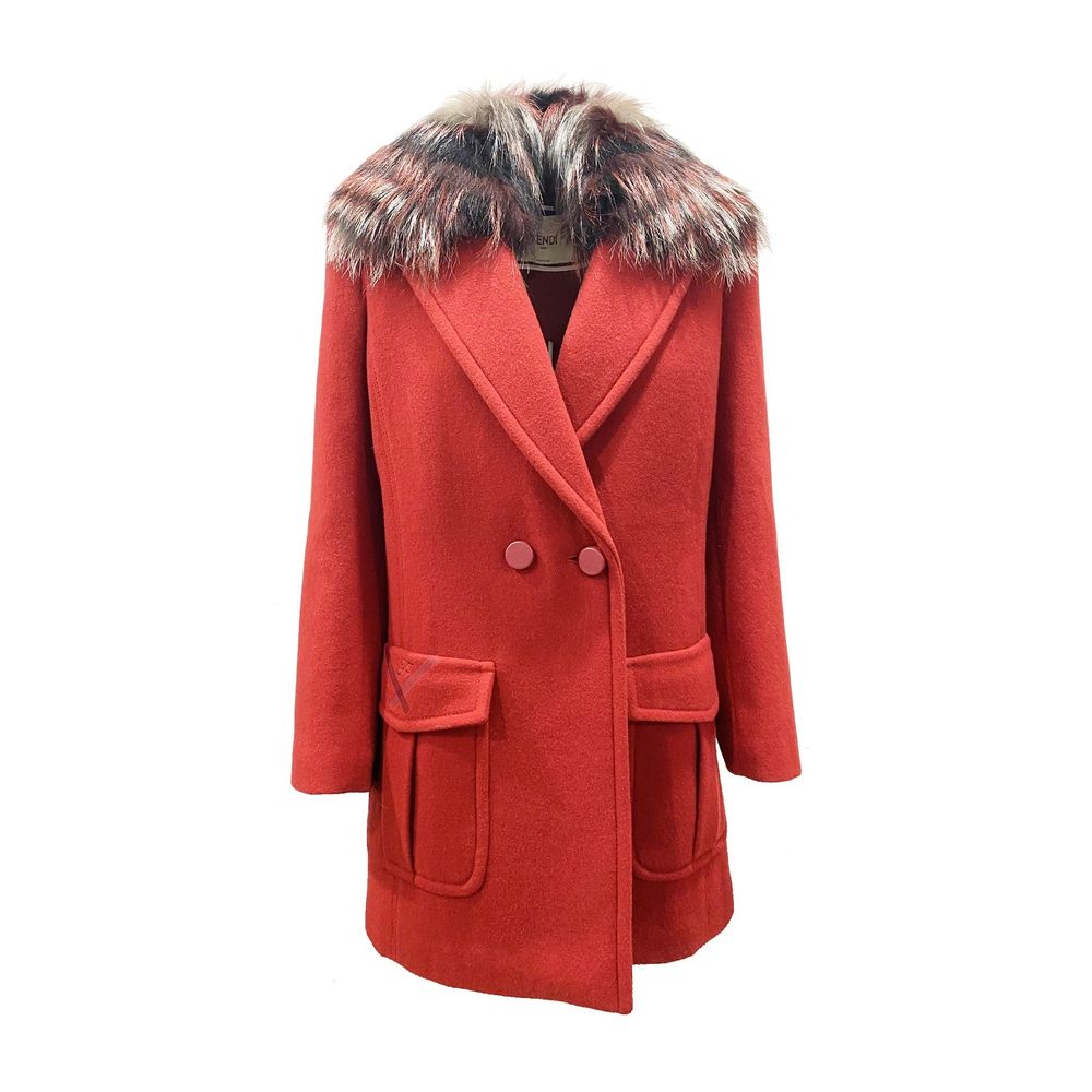 Manteau en laine à col en fourrure Fendi