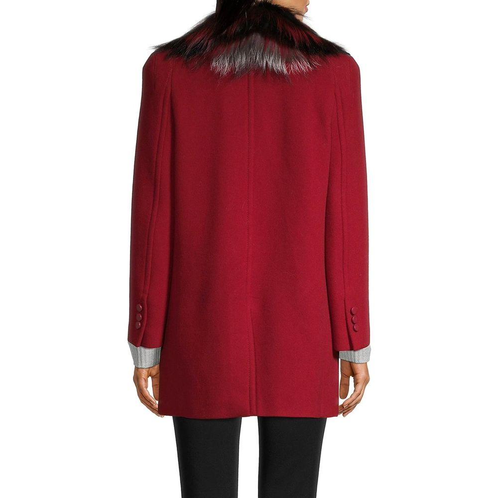 Manteau en laine à col en fourrure Fendi
