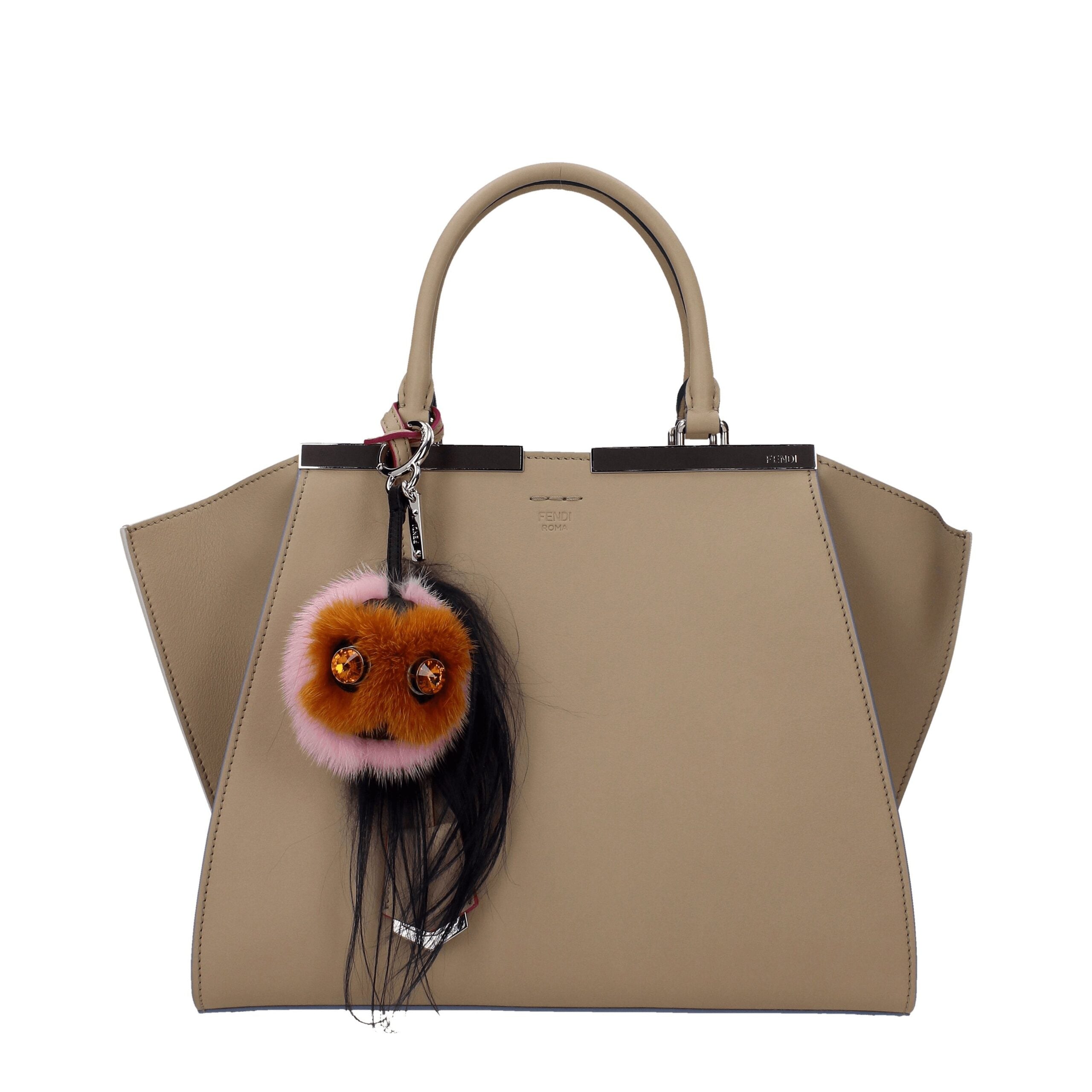 Porte-clés en fourrure marron Fendi