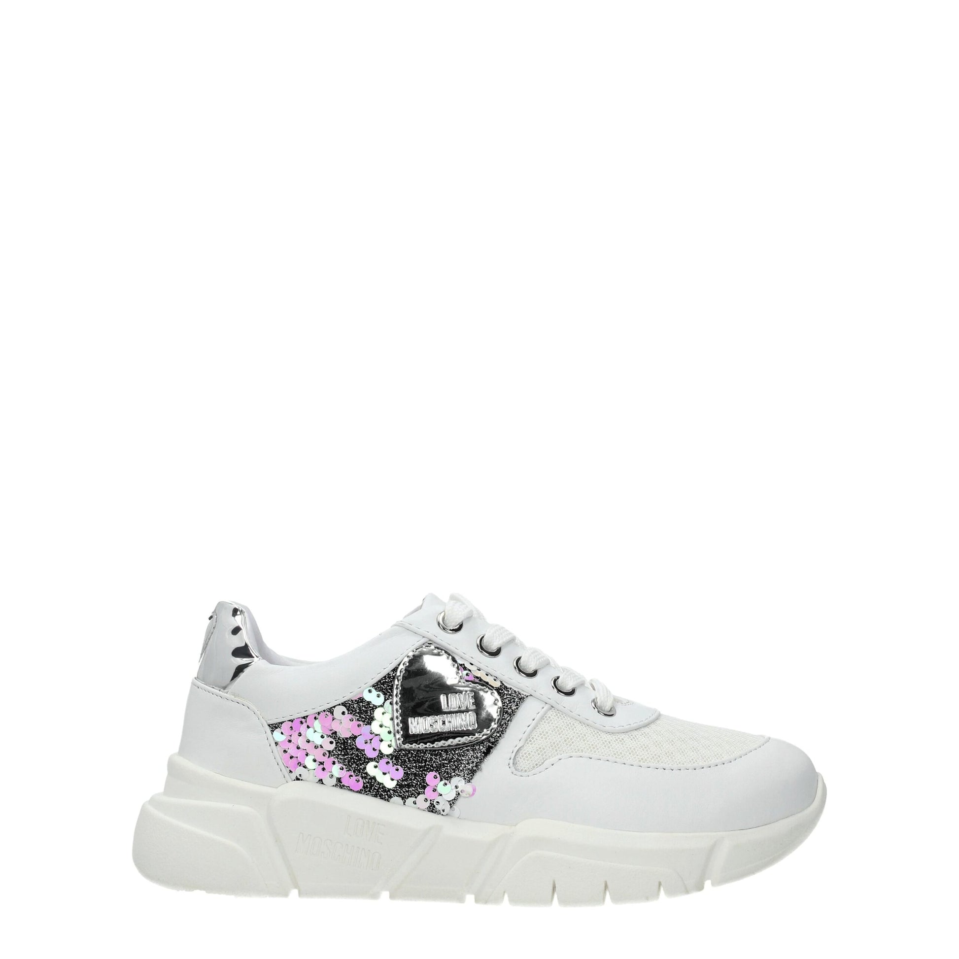 Baskets épaisses en tissu blanc Love Moschino