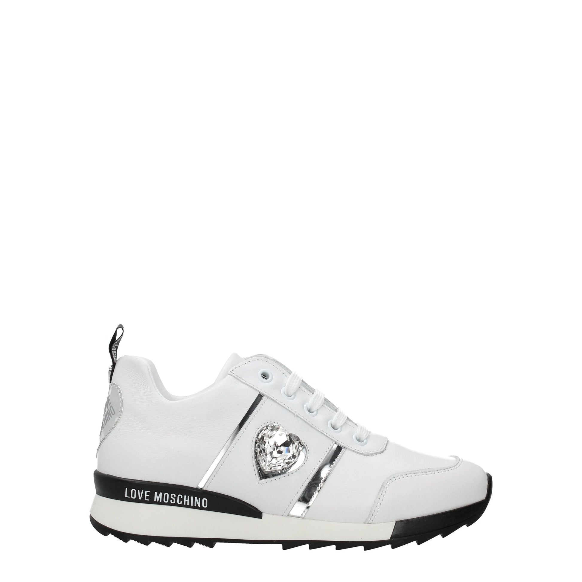 Baskets basses en cuir blanc Love Moschino