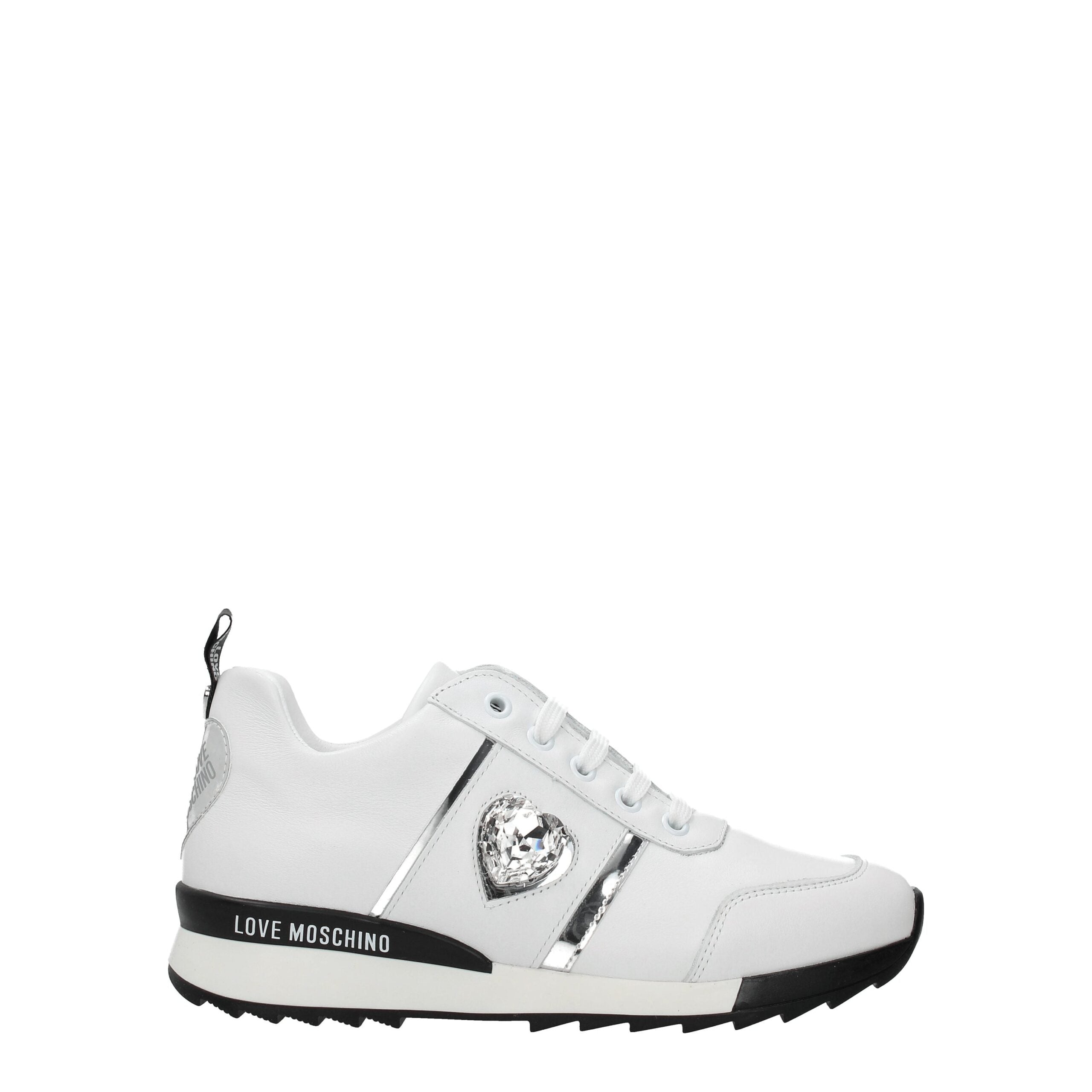 Baskets basses en cuir blanc Love Moschino
