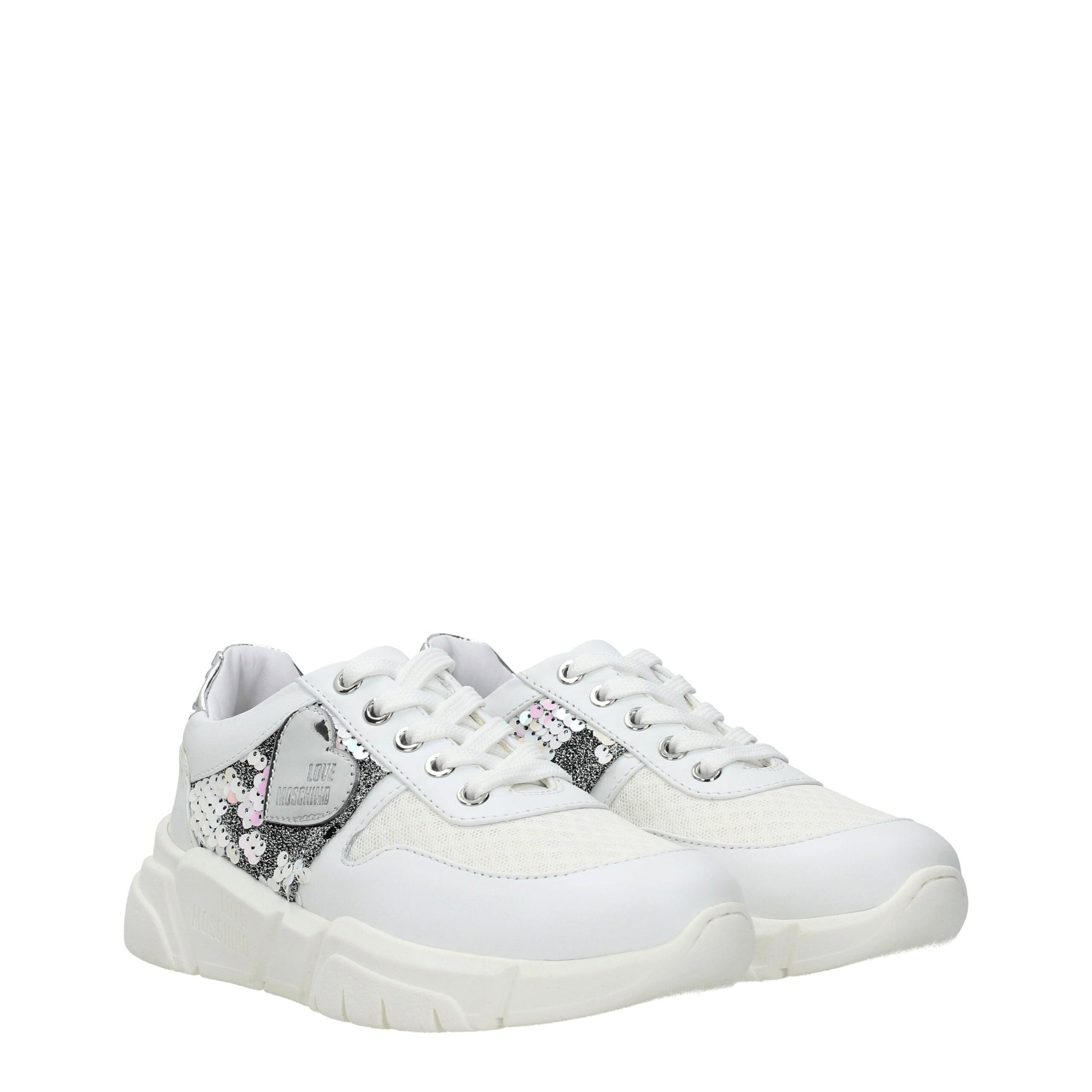 Baskets épaisses en tissu blanc Love Moschino