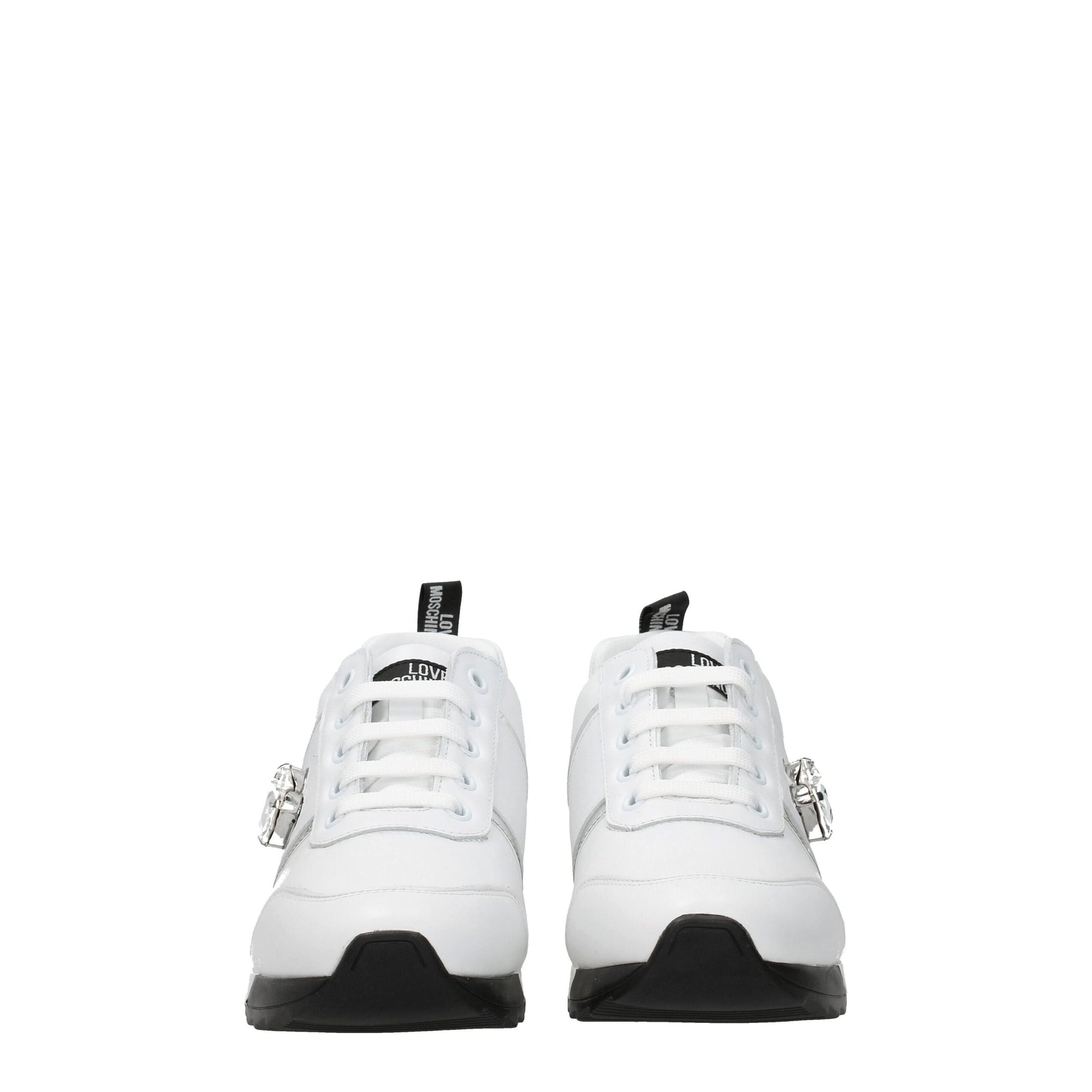 Baskets basses en cuir blanc Love Moschino