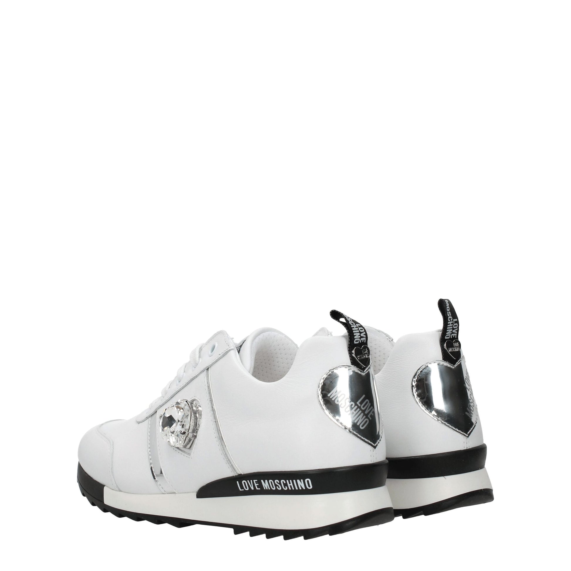 Baskets basses en cuir blanc Love Moschino