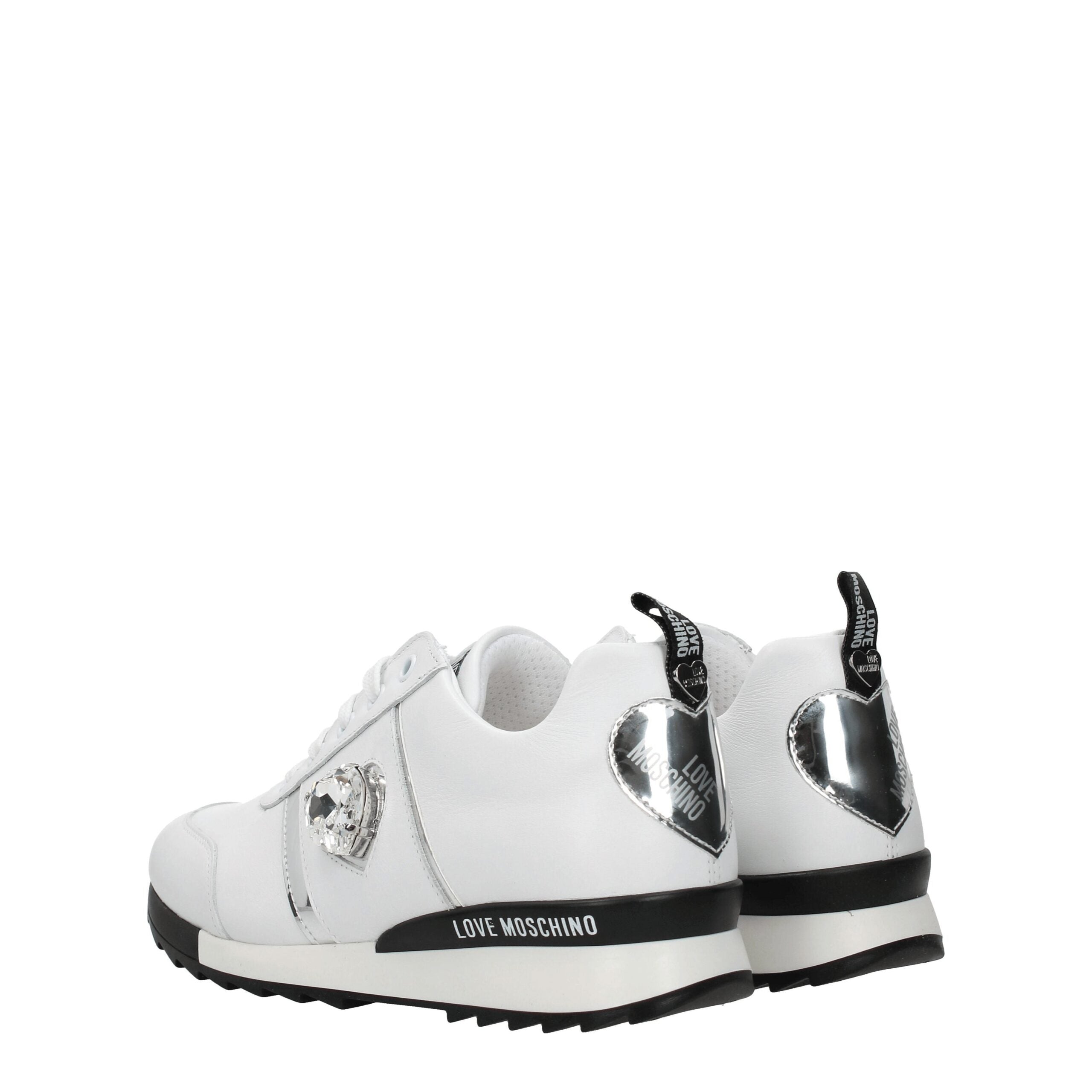 Baskets basses en cuir blanc Love Moschino