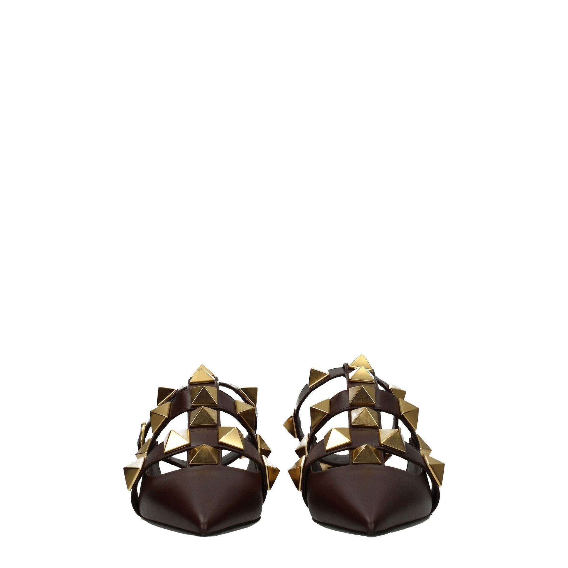 Sandales plates en cuir marron Valentino Garavani