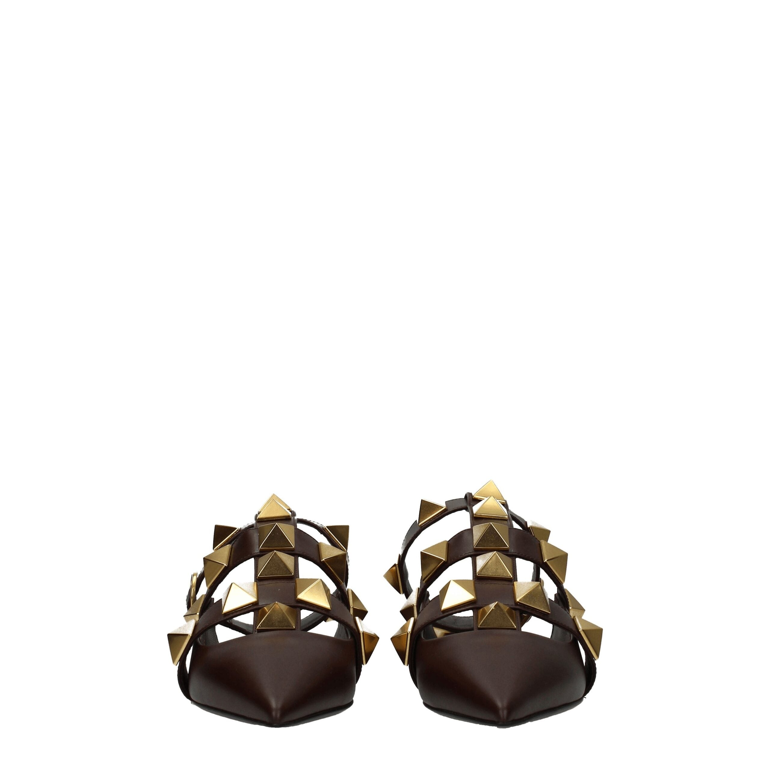 Sandales plates en cuir marron Valentino Garavani