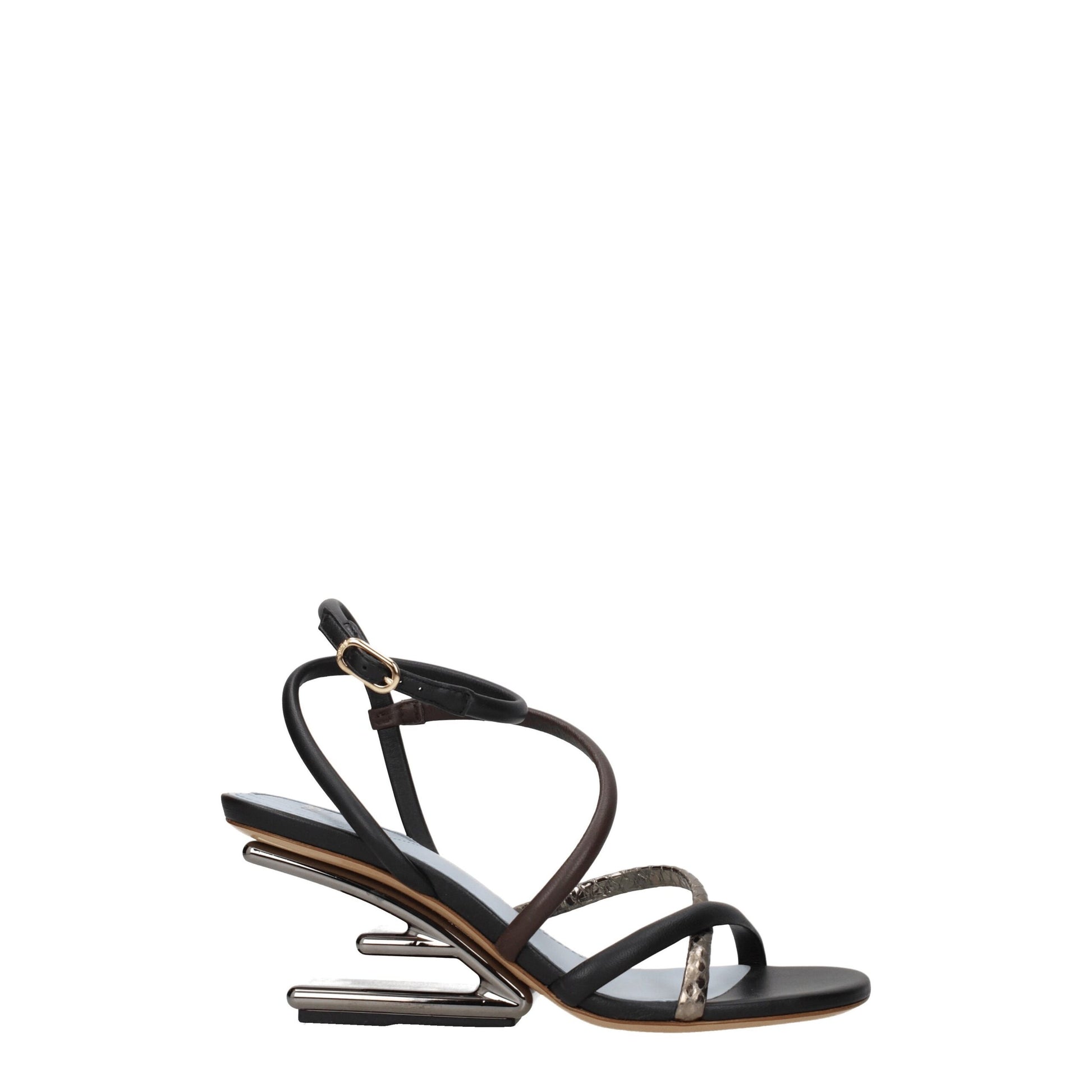 Sandales plates en cuir multicolore Fendi