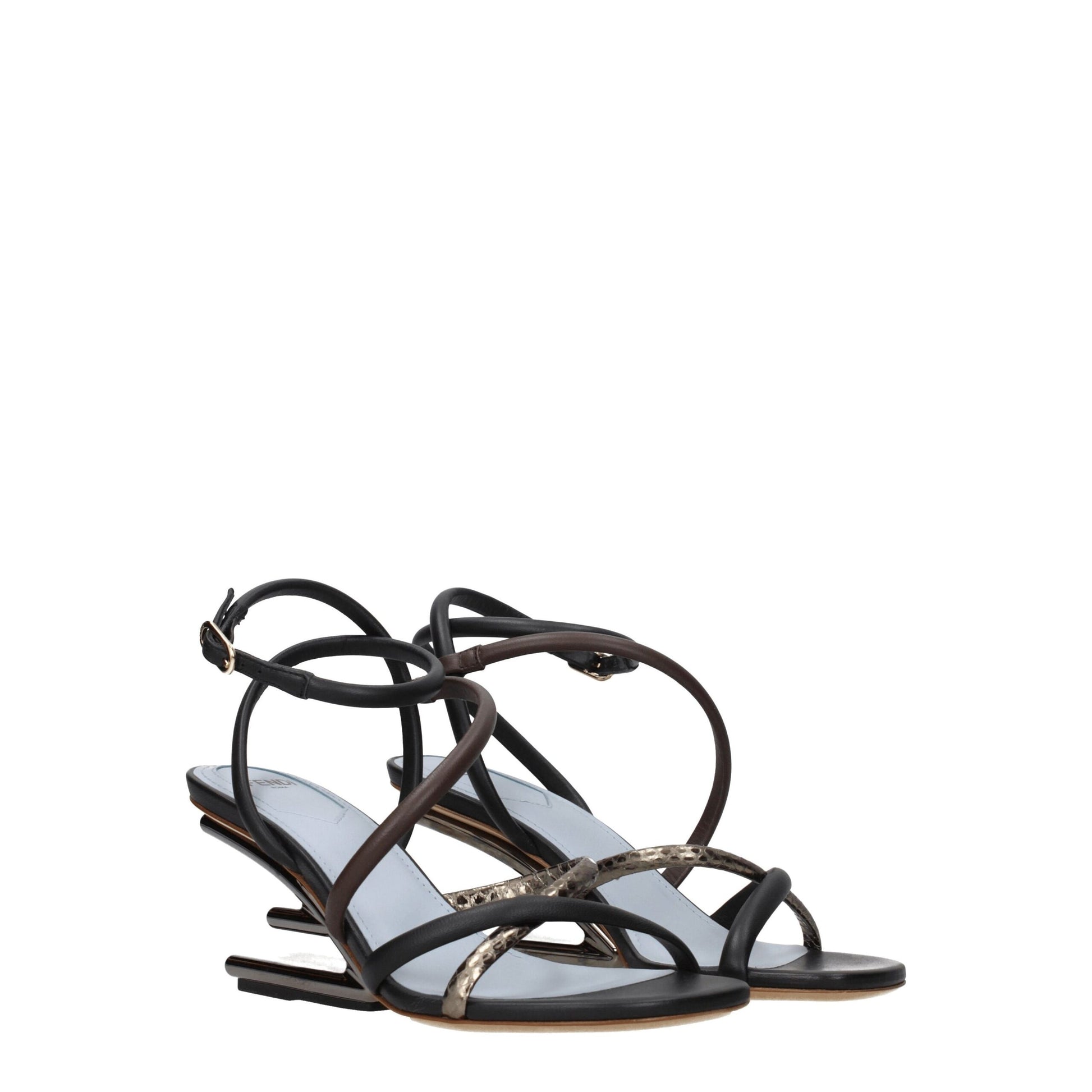 Sandales plates en cuir multicolore Fendi