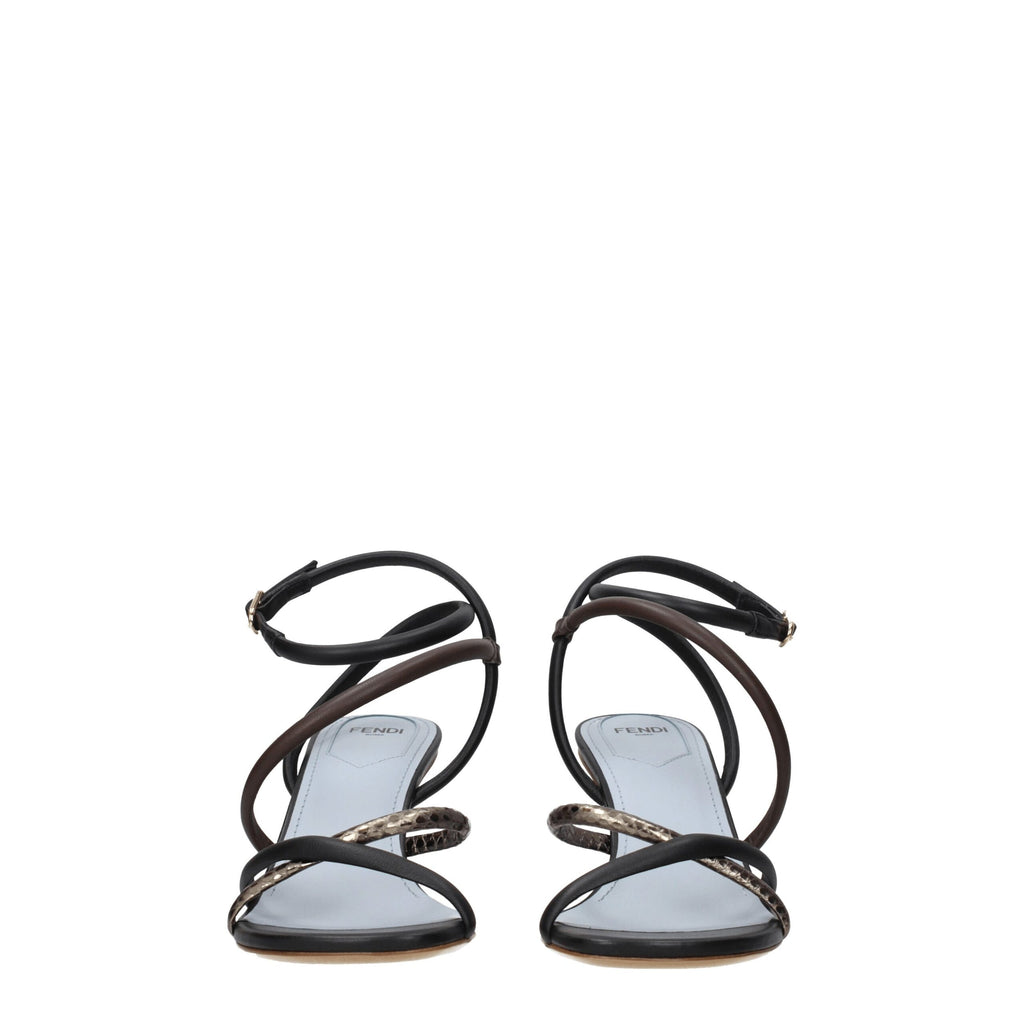 Sandales plates en cuir multicolore Fendi